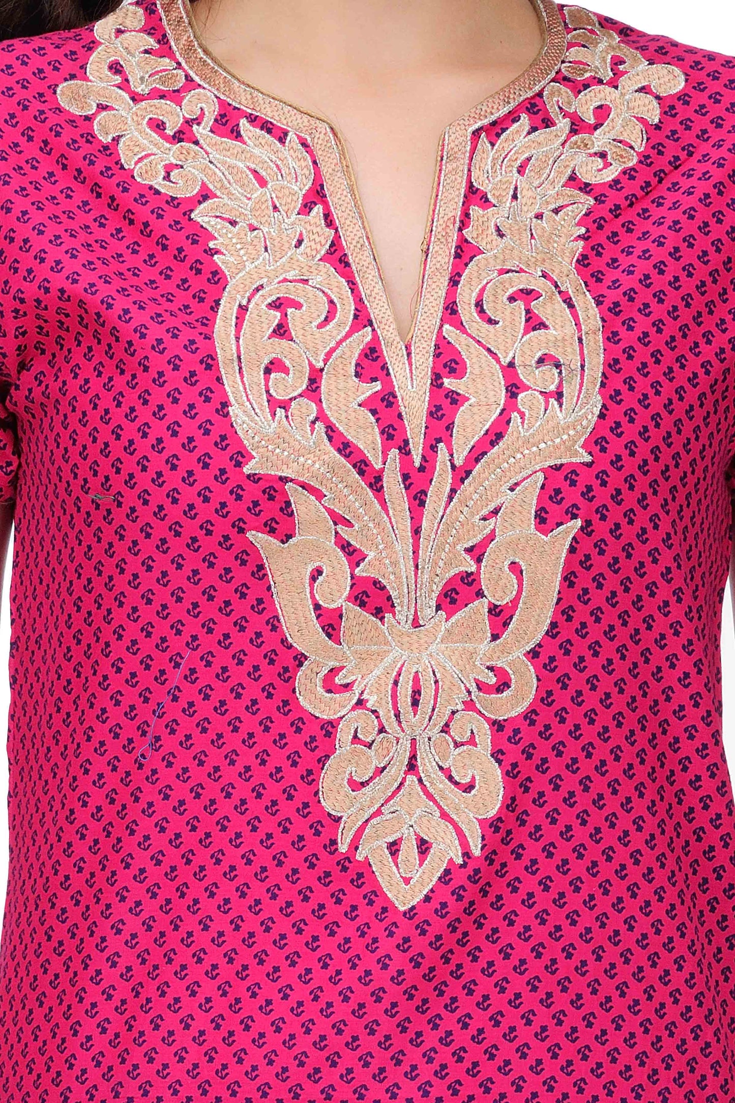 Pink Cotton Embroidery Kurta