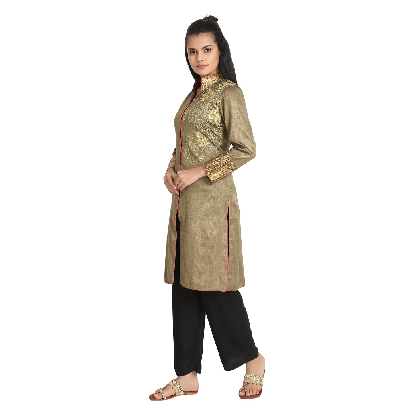 Khaki Jacket style Kurta