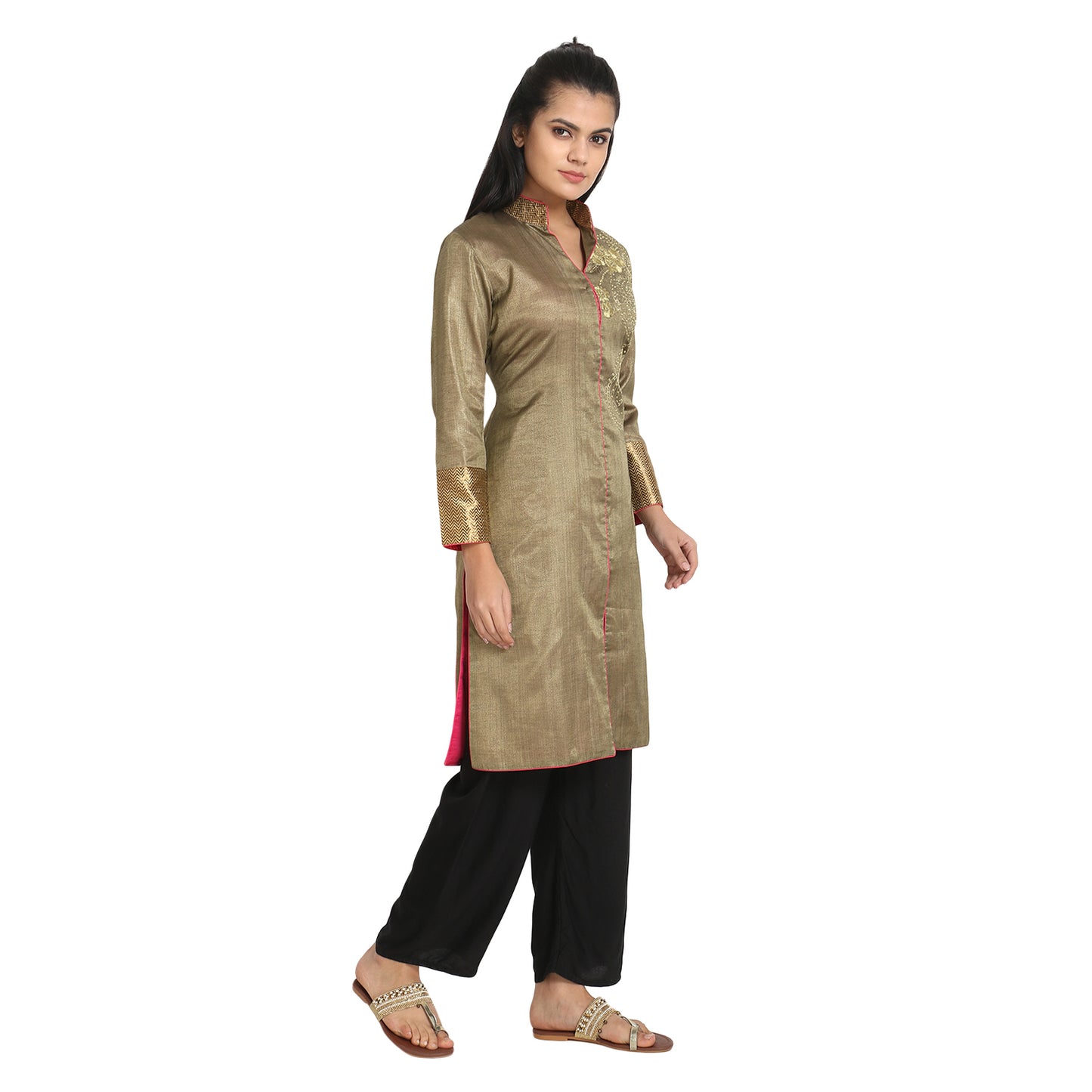 Khaki Jacket style Kurta