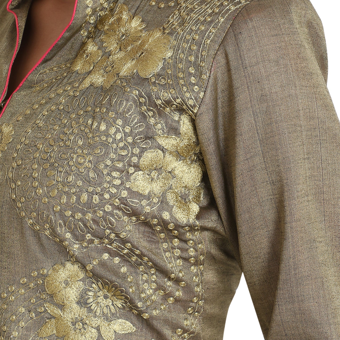 Khaki Jacket style Kurta