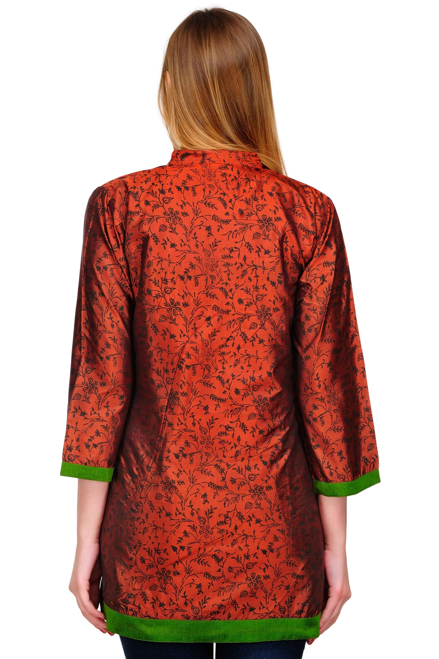 Brown Shaded pure silk block print tunic