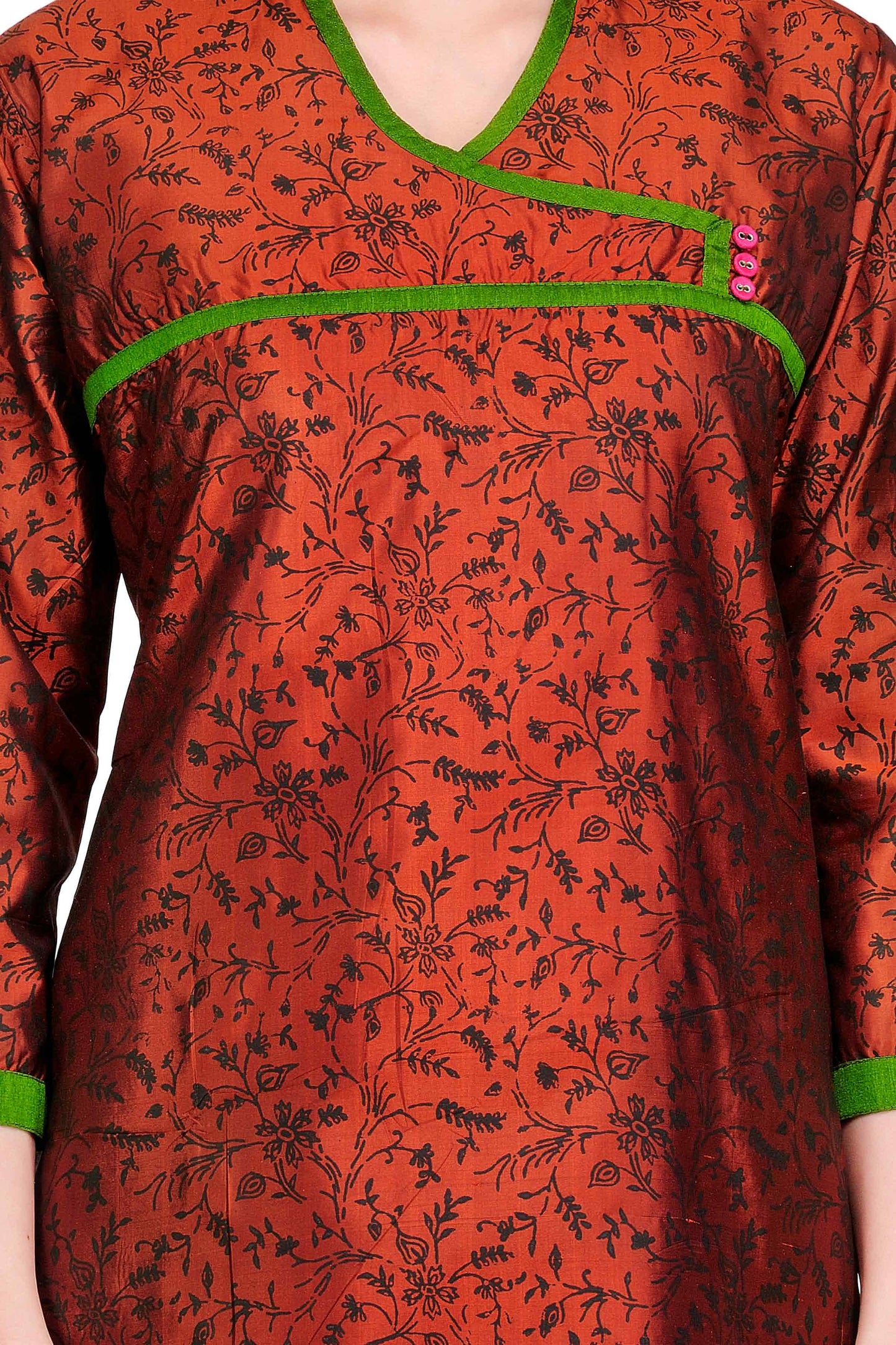Brown Shaded pure silk block print tunic