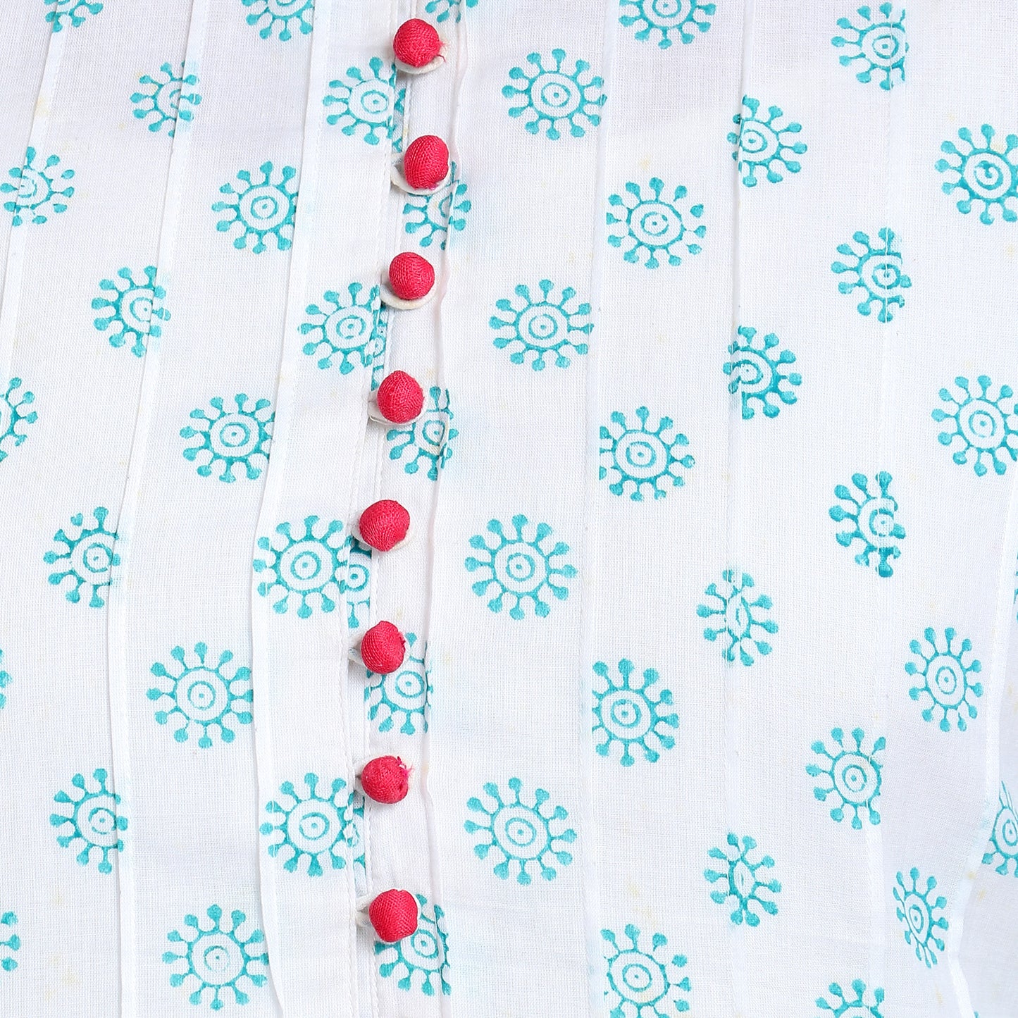 White Block Print Cotton Kurta