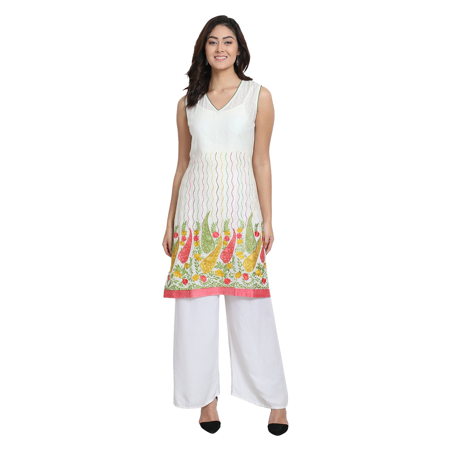 Ivory Paisley Embroidery Kurta