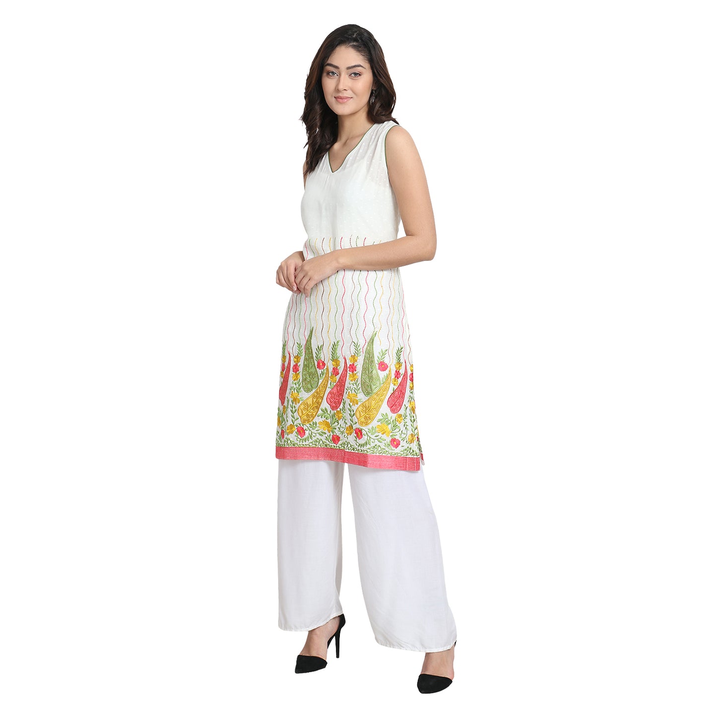 Ivory Paisley Embroidery Kurta