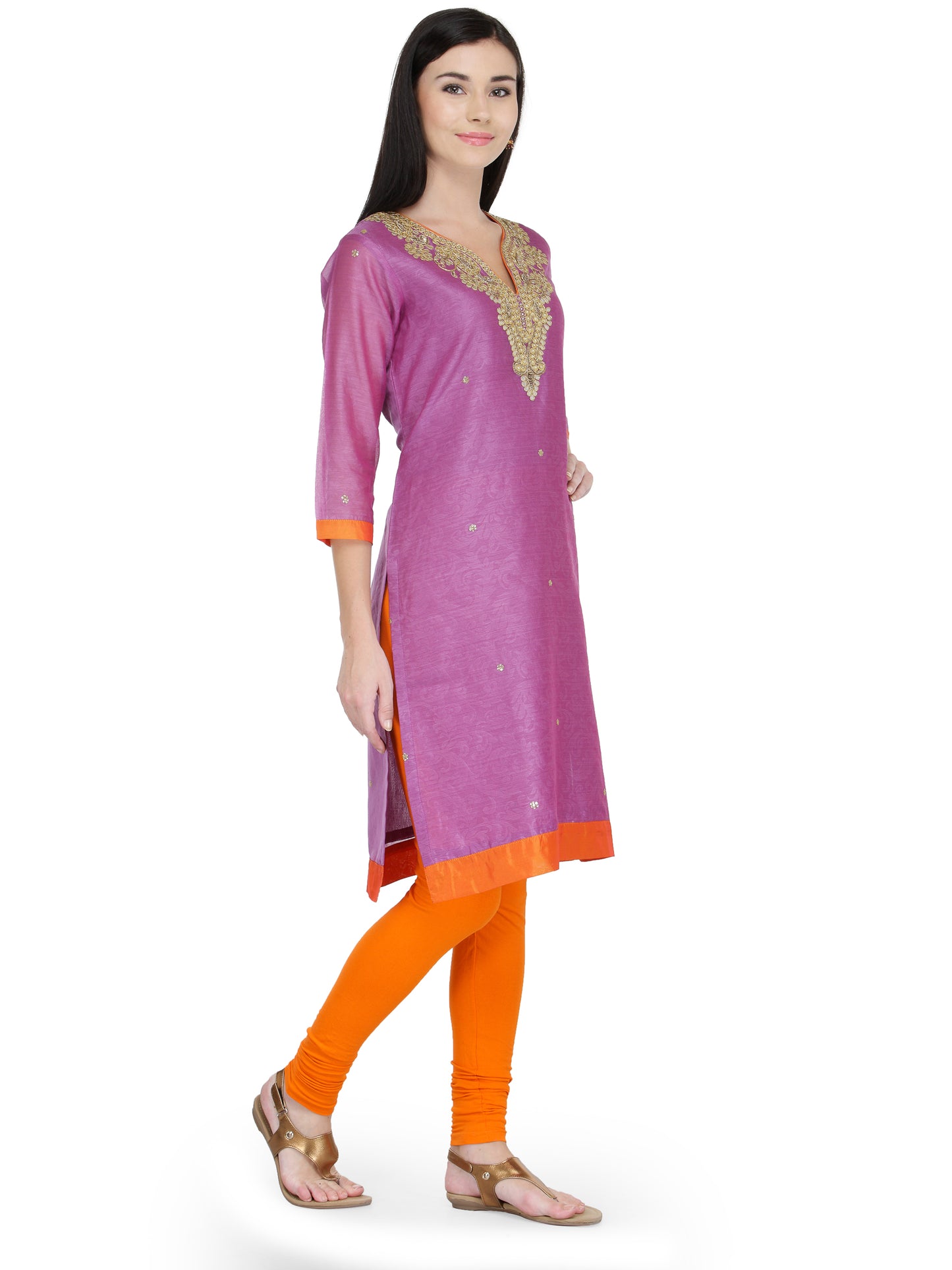 Purple Gota Embroidery Kurta