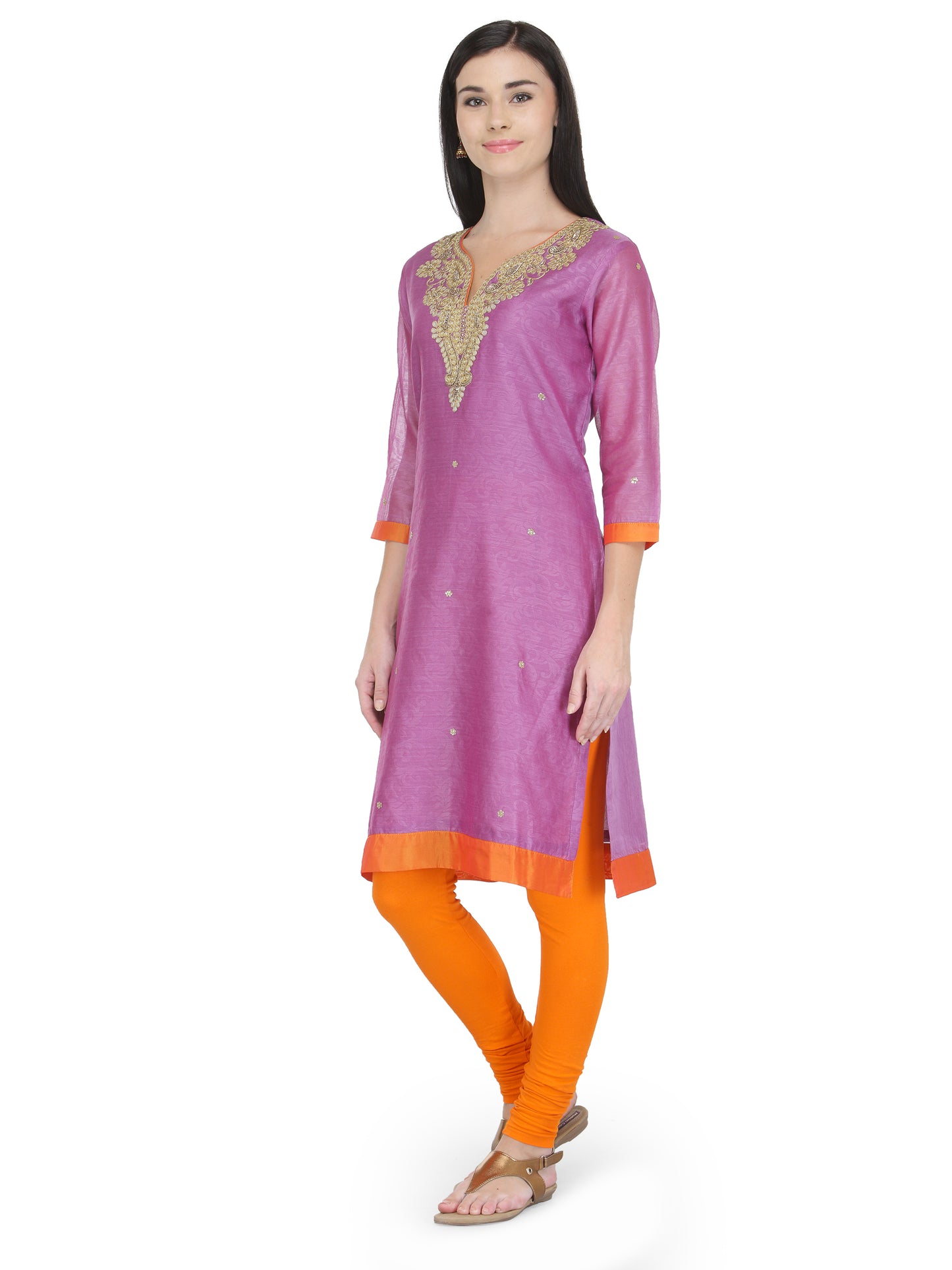 Purple Gota Embroidery Kurta