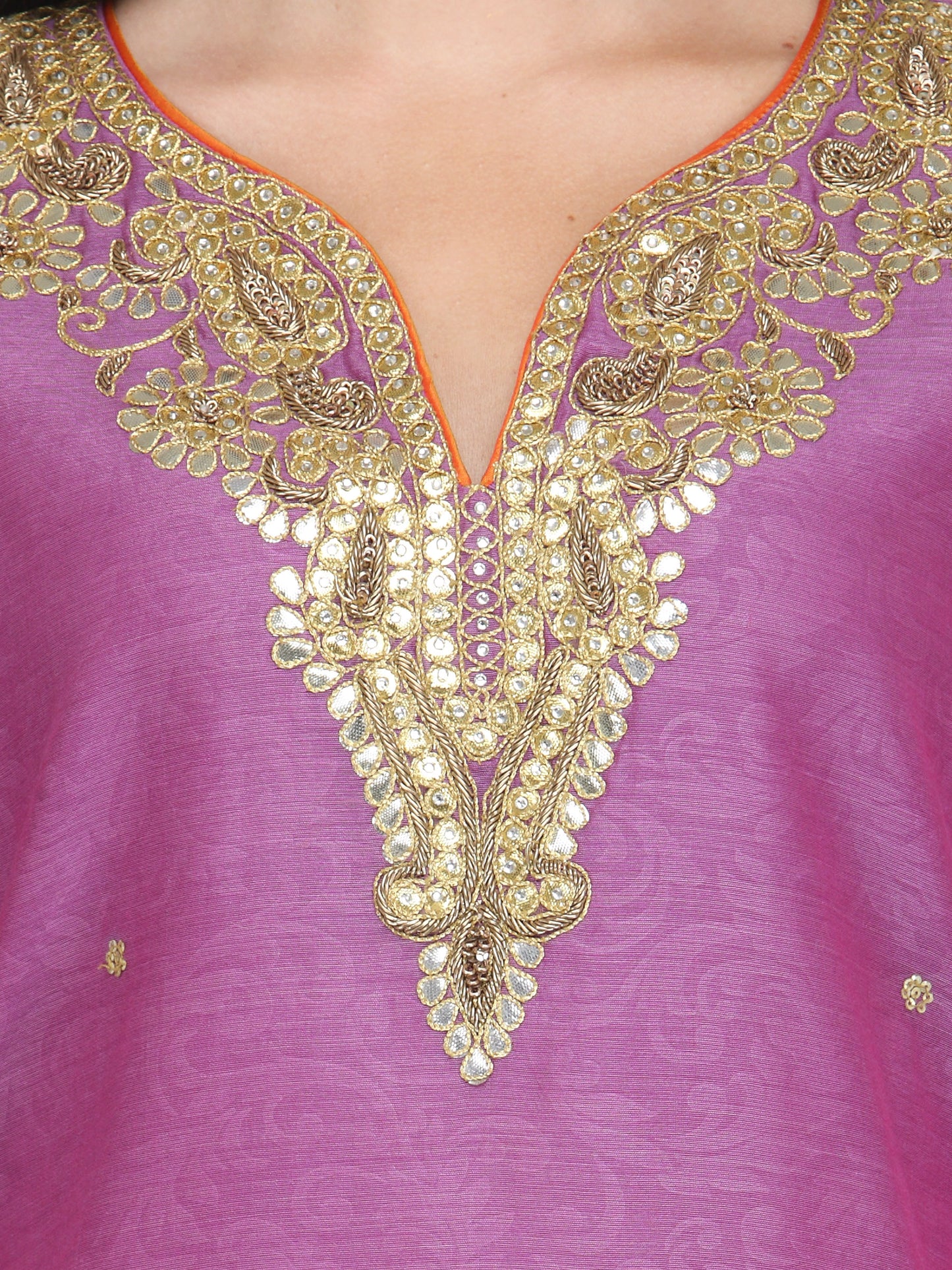 Purple Gota Embroidery Kurta