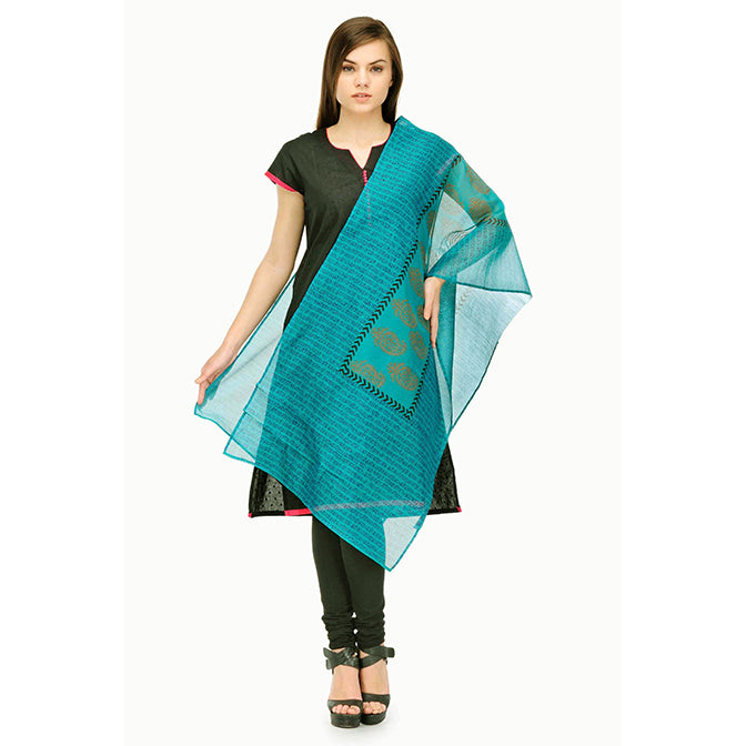 Paisley Block Print Green Stole