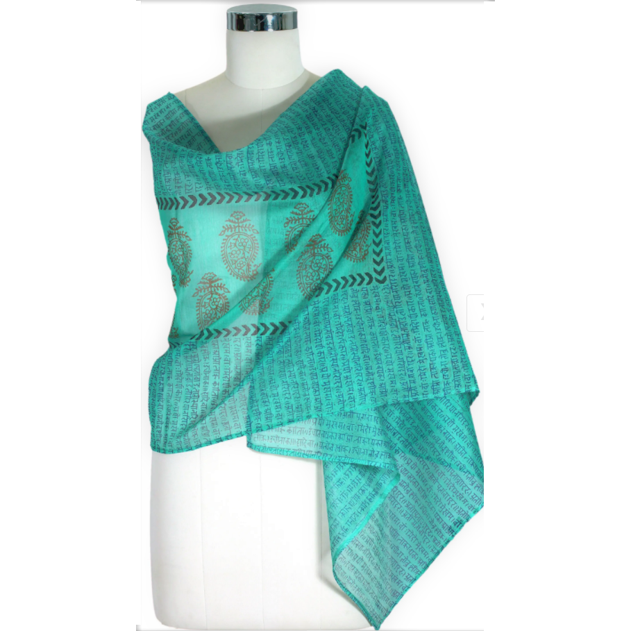 Paisley Block Print Green Stole