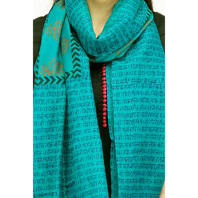 Paisley Block Print Green Stole