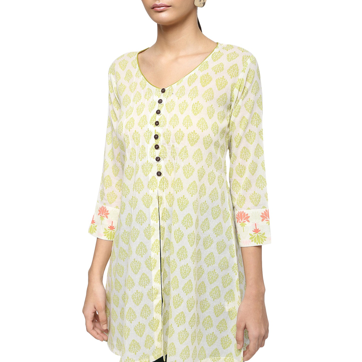 Ivory Cotton Tunic with Block Print