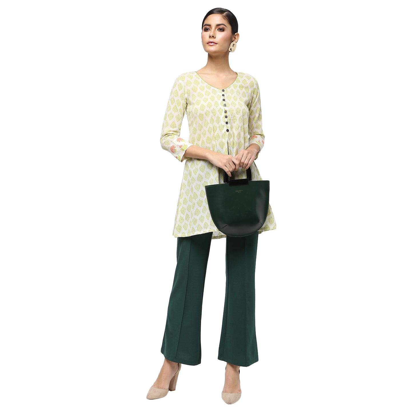Ivory Cotton Tunic with Block Print