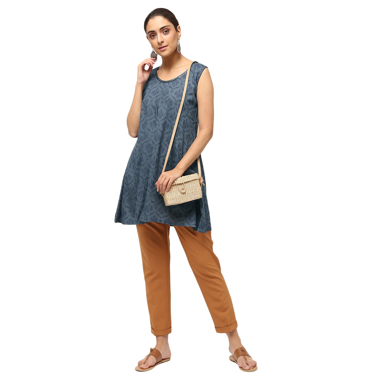 Grey Block Print Tunic