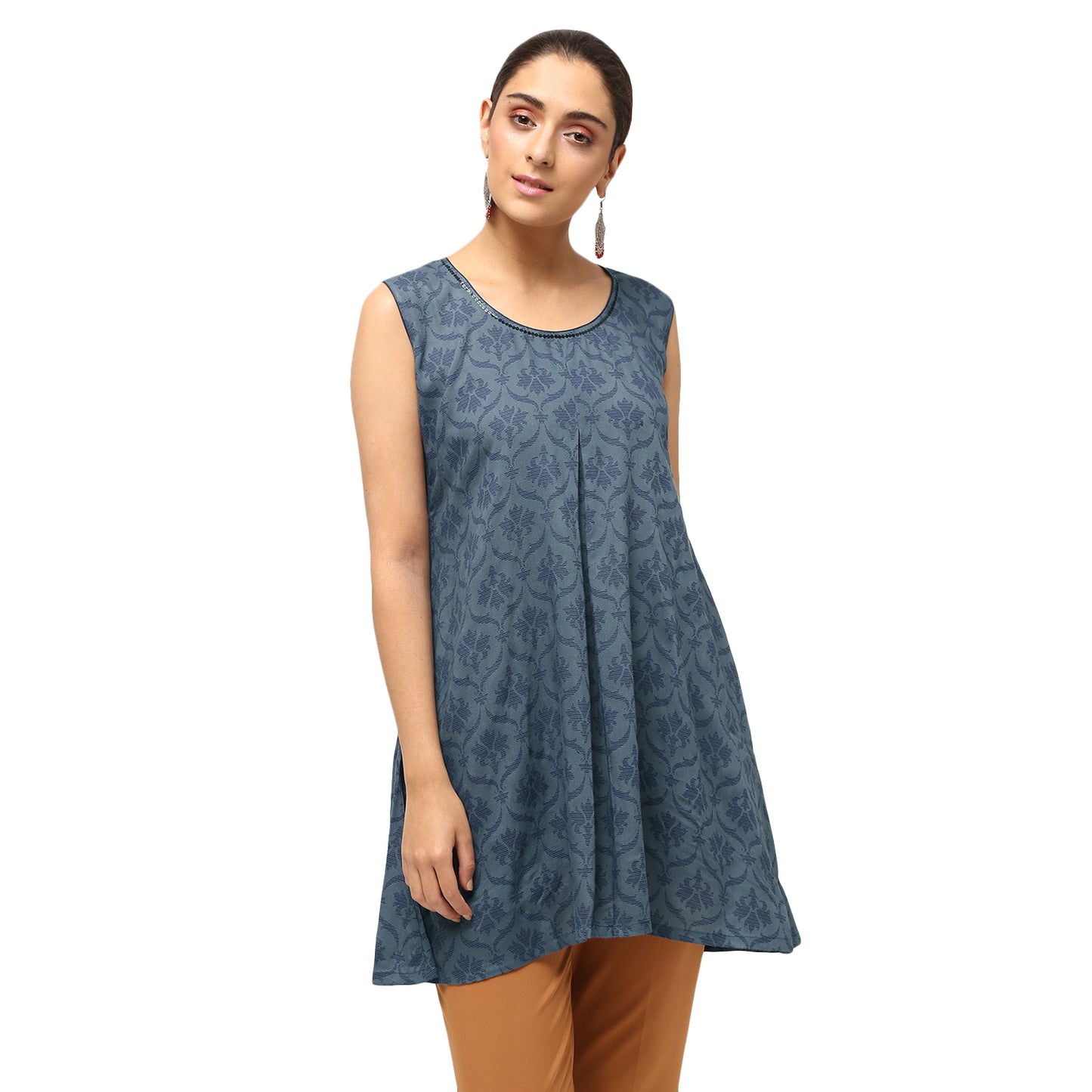 Grey Block Print Tunic