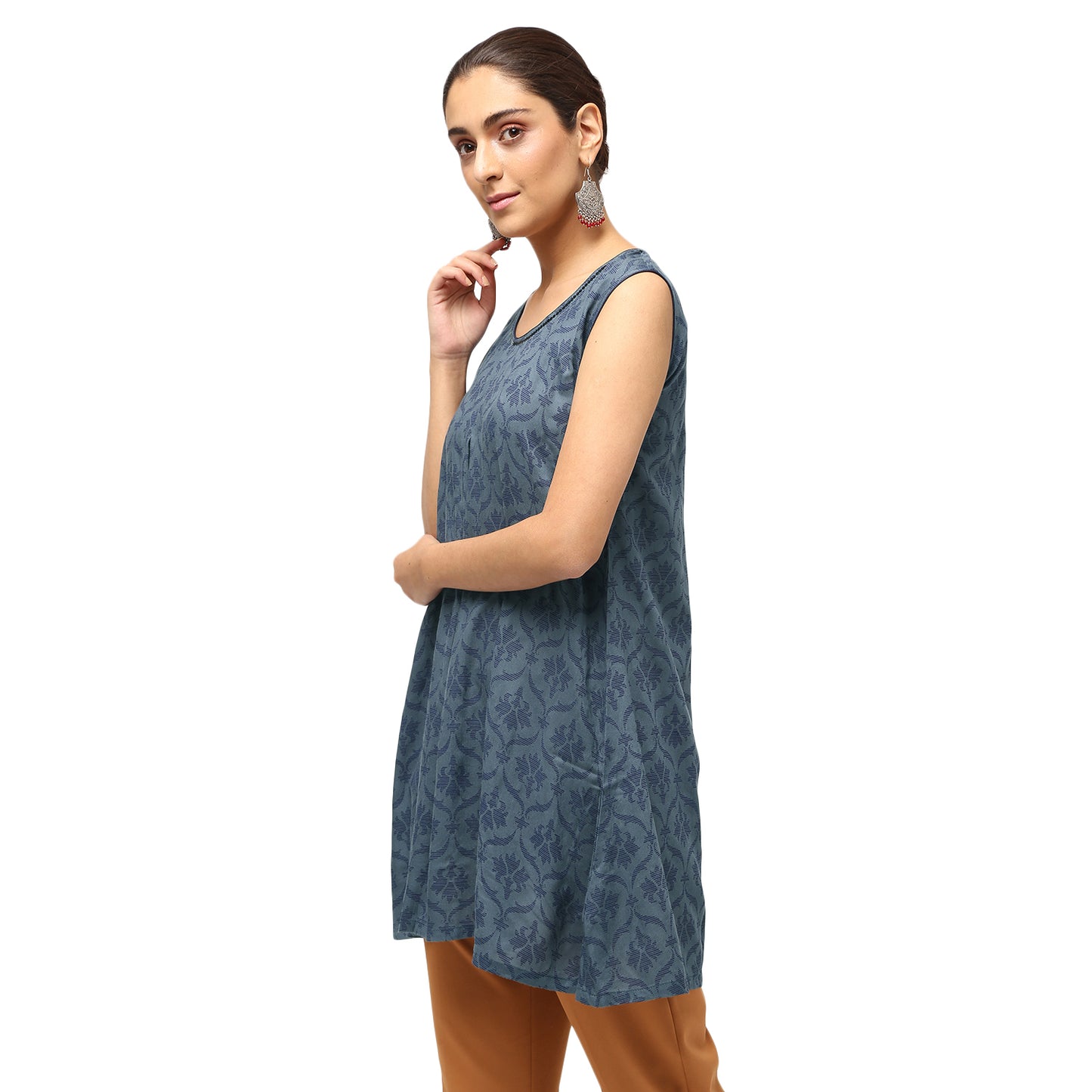 Grey Block Print Tunic