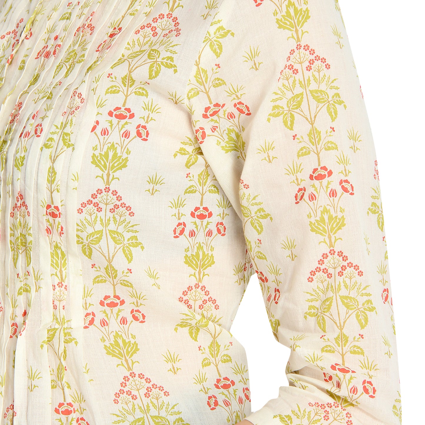 Ivory Floral Print Cotton Tunic