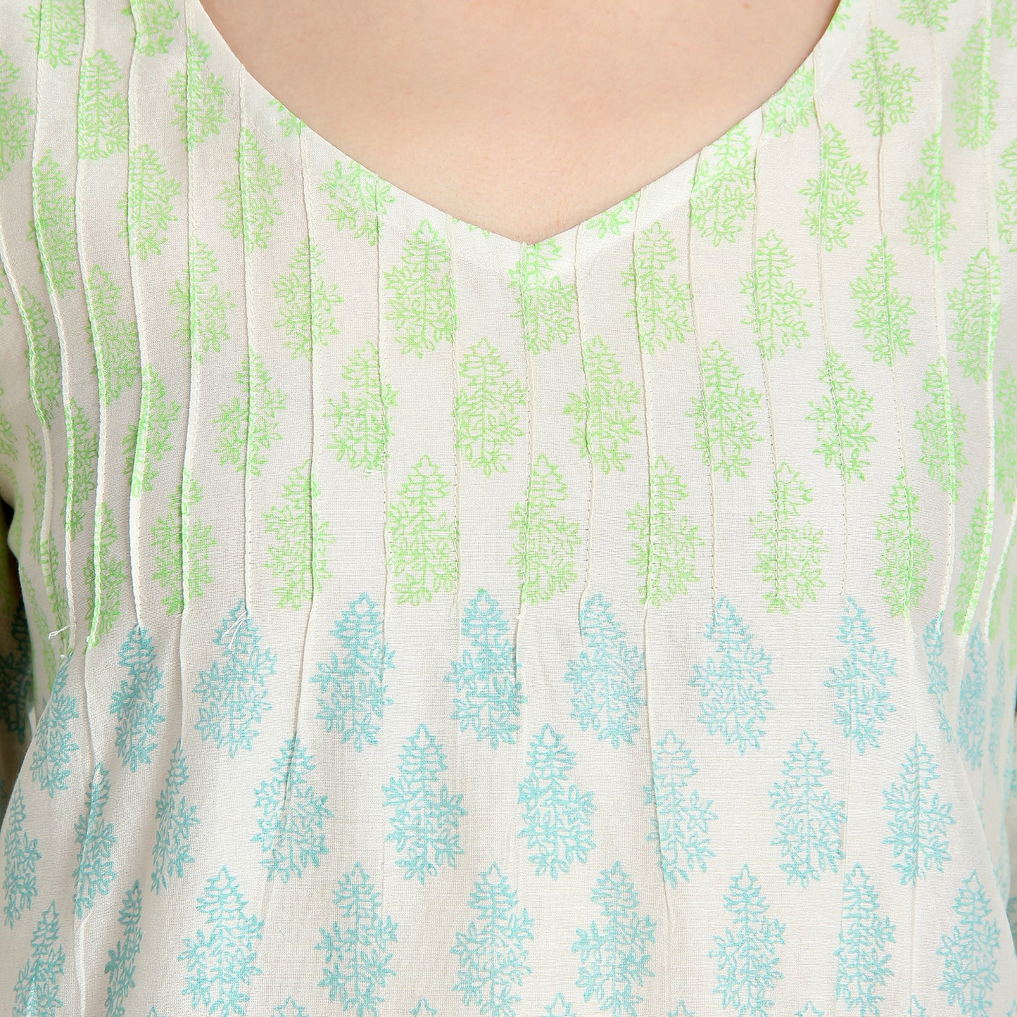 Ivory Chanderi Block Print Tunic Top
