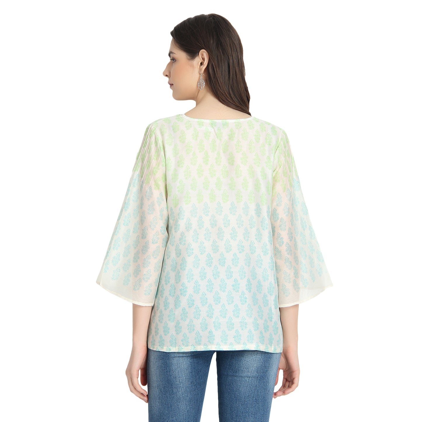 Ivory Chanderi Block Print Tunic Top