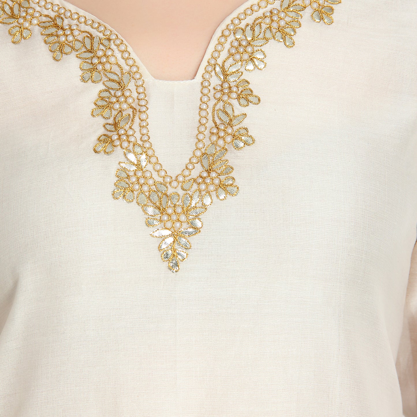 Ivory Gota Embroidered Kurti