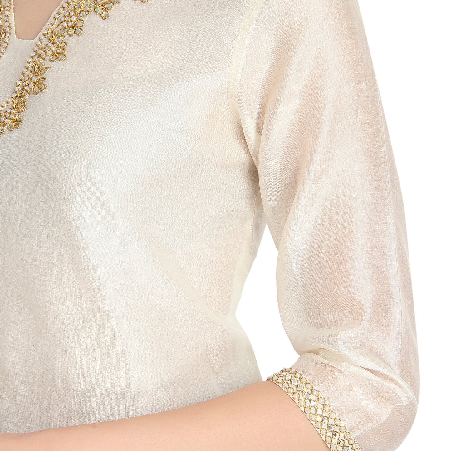 Ivory Gota Embroidered Kurti
