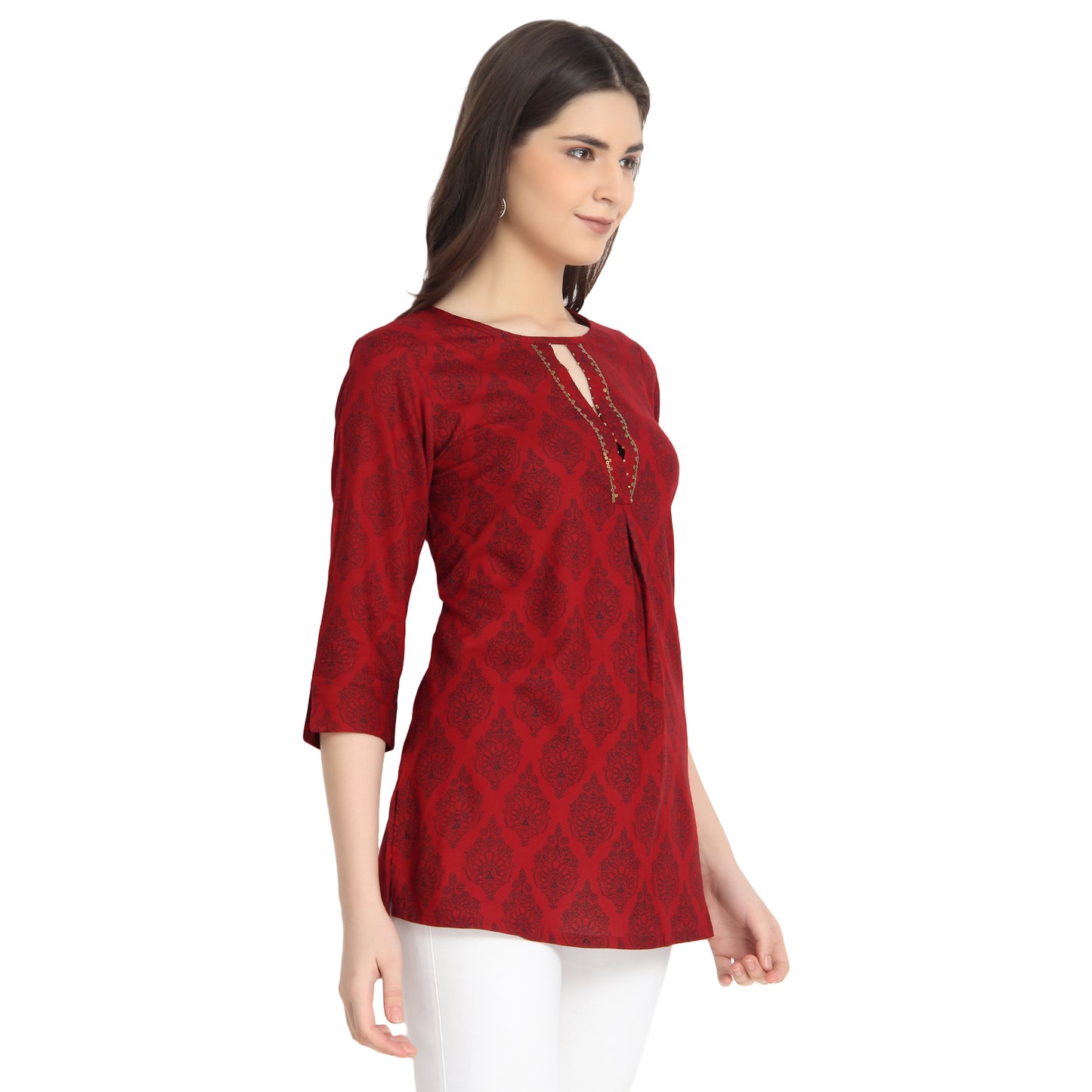 Maroon Block Print Tunic