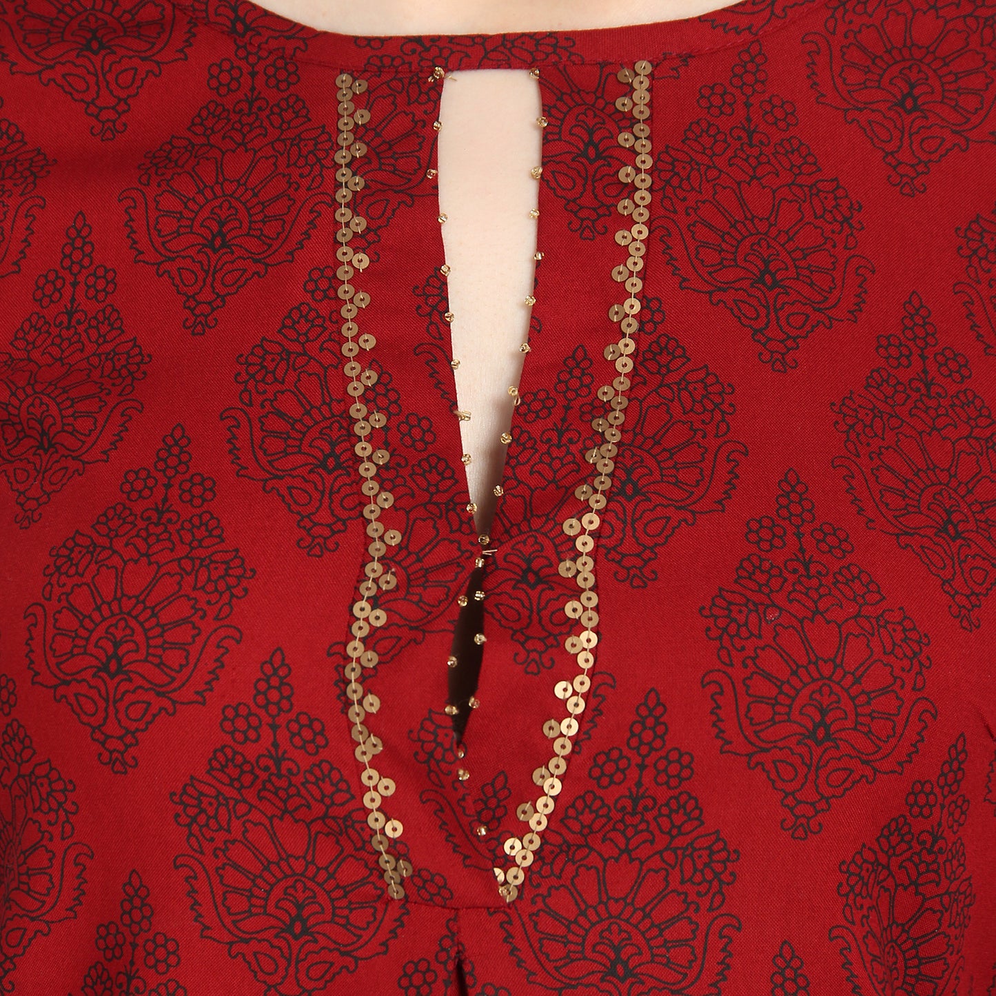 Maroon Block Print Tunic