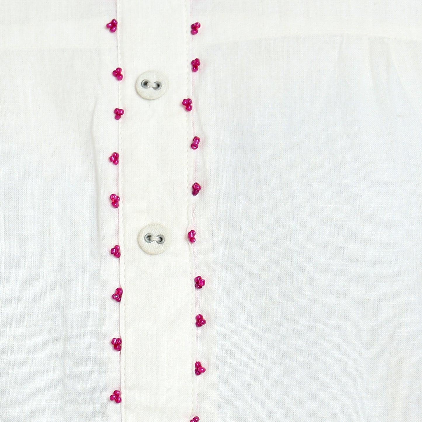 Ivory Cotton Top with Block Print Motifs