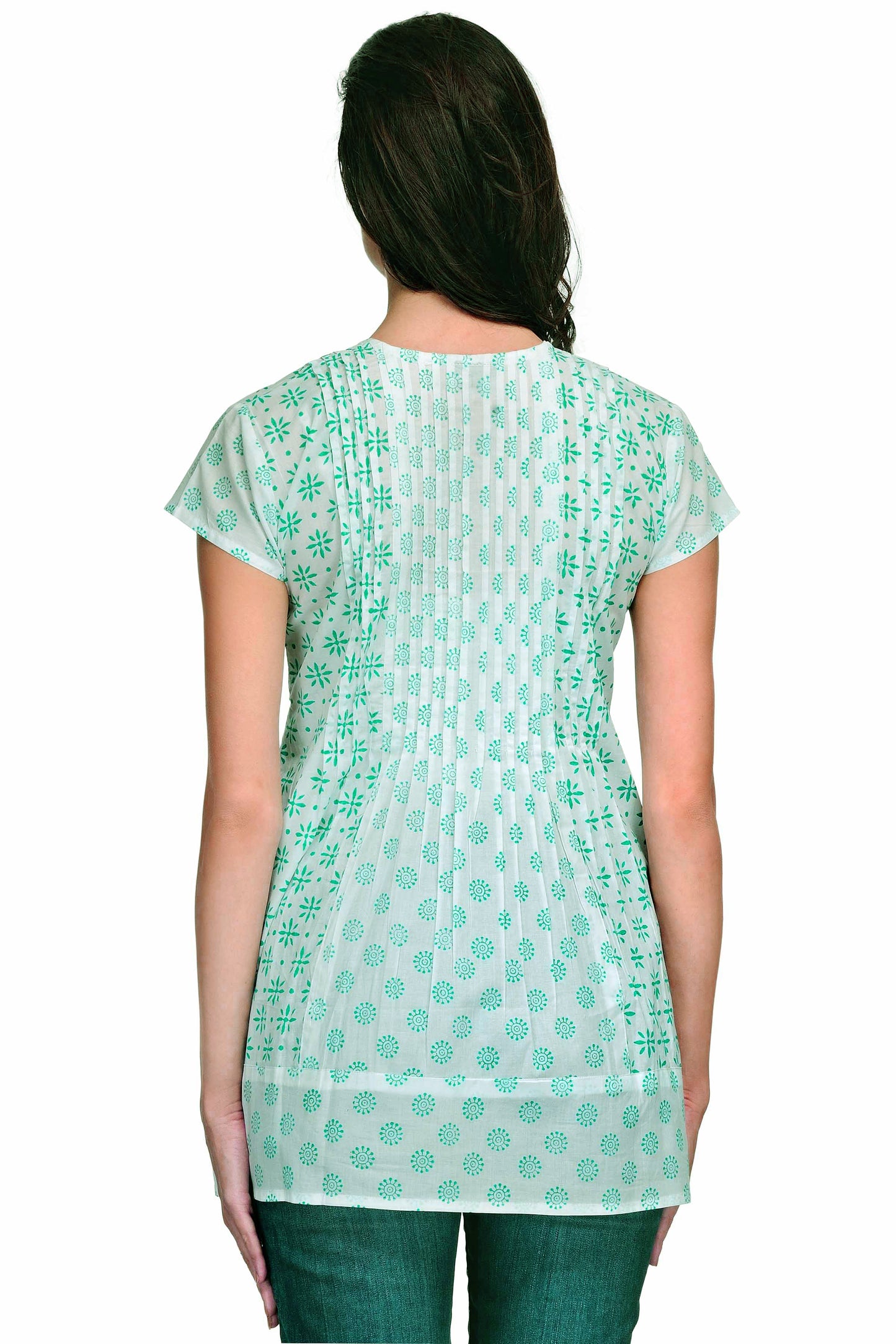 White Cotton Block Print Top