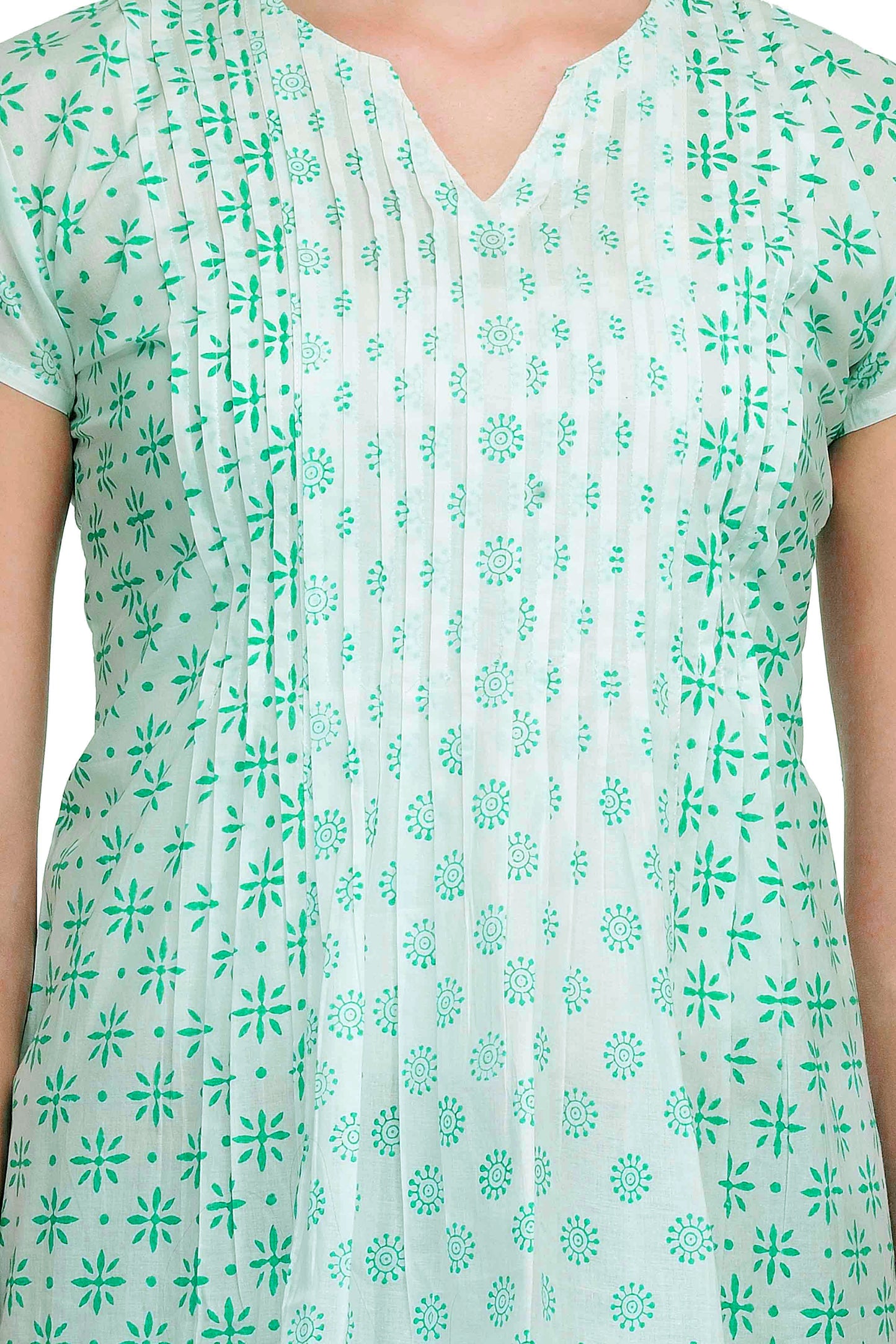 White Cotton Block Print Top
