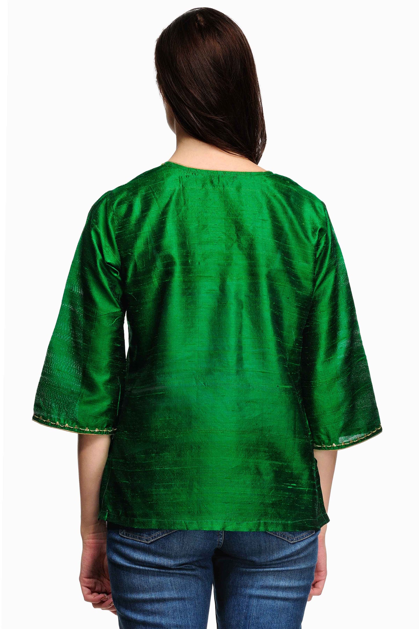 Green Raw Silk Kurti