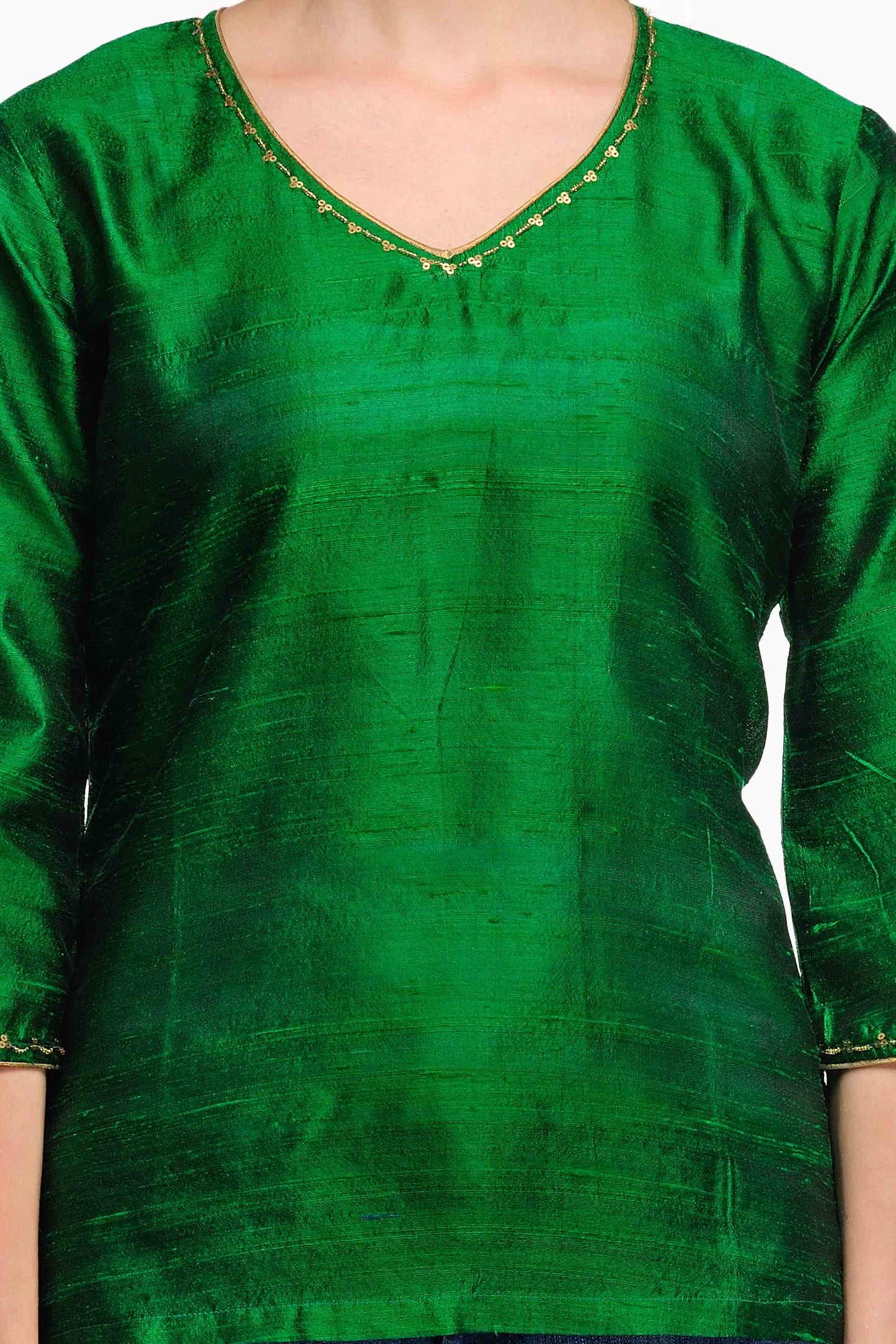 Green Raw Silk Kurti