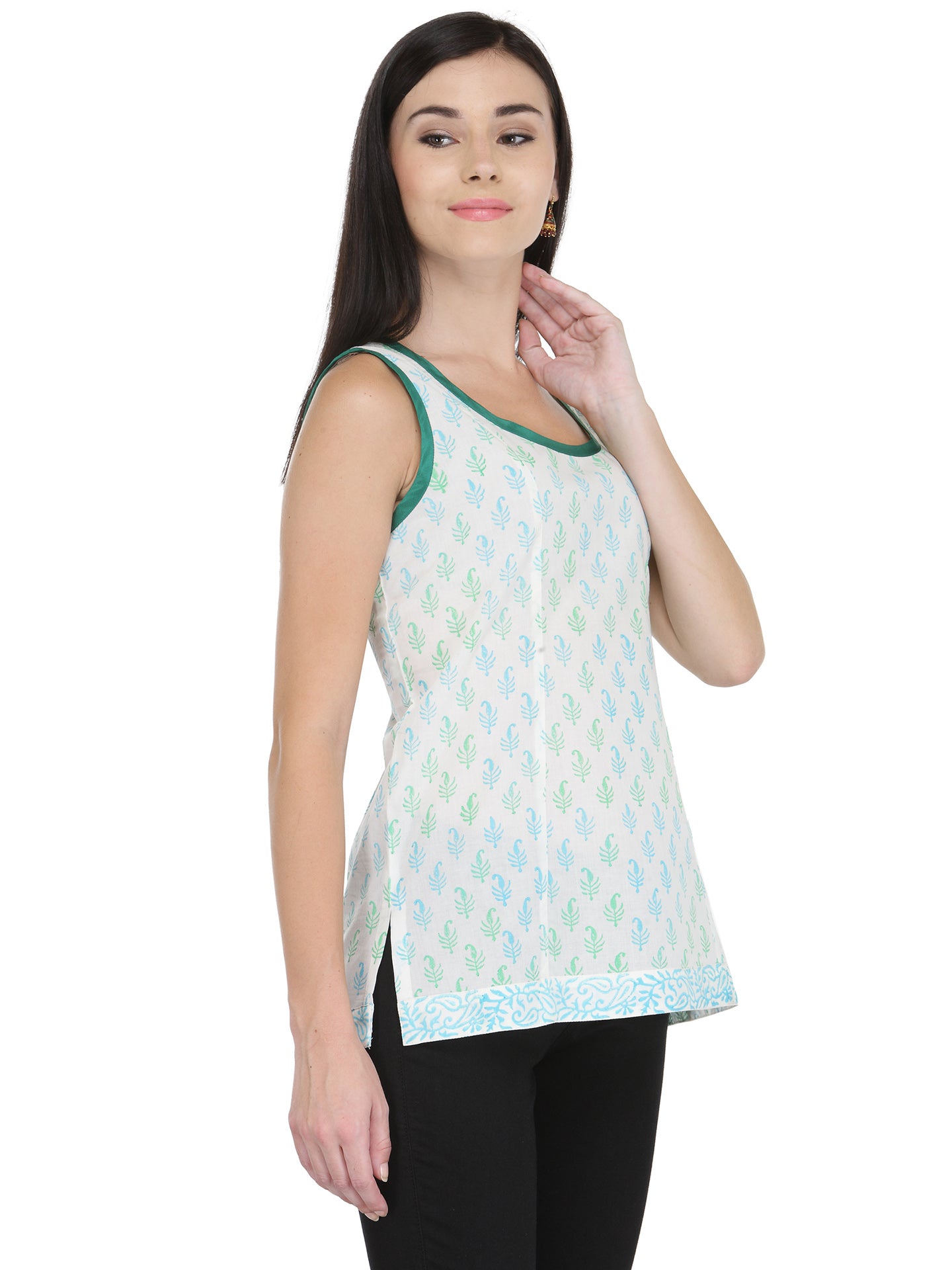 Ivory Cotton Block Print Top