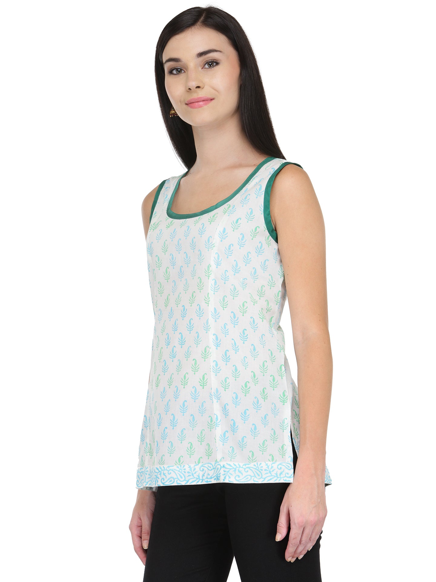 Ivory Cotton Block Print Top