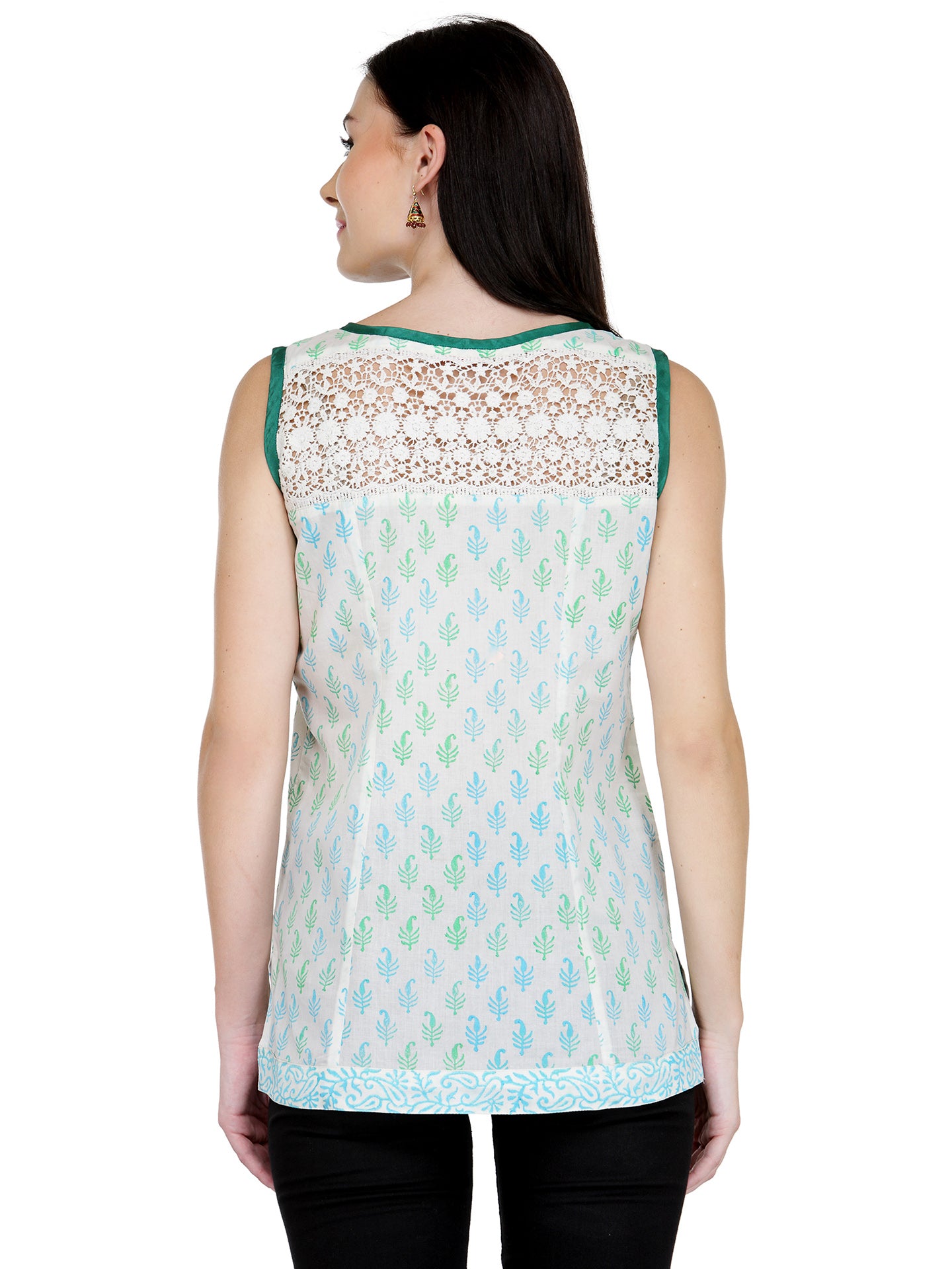 Ivory Cotton Block Print Top