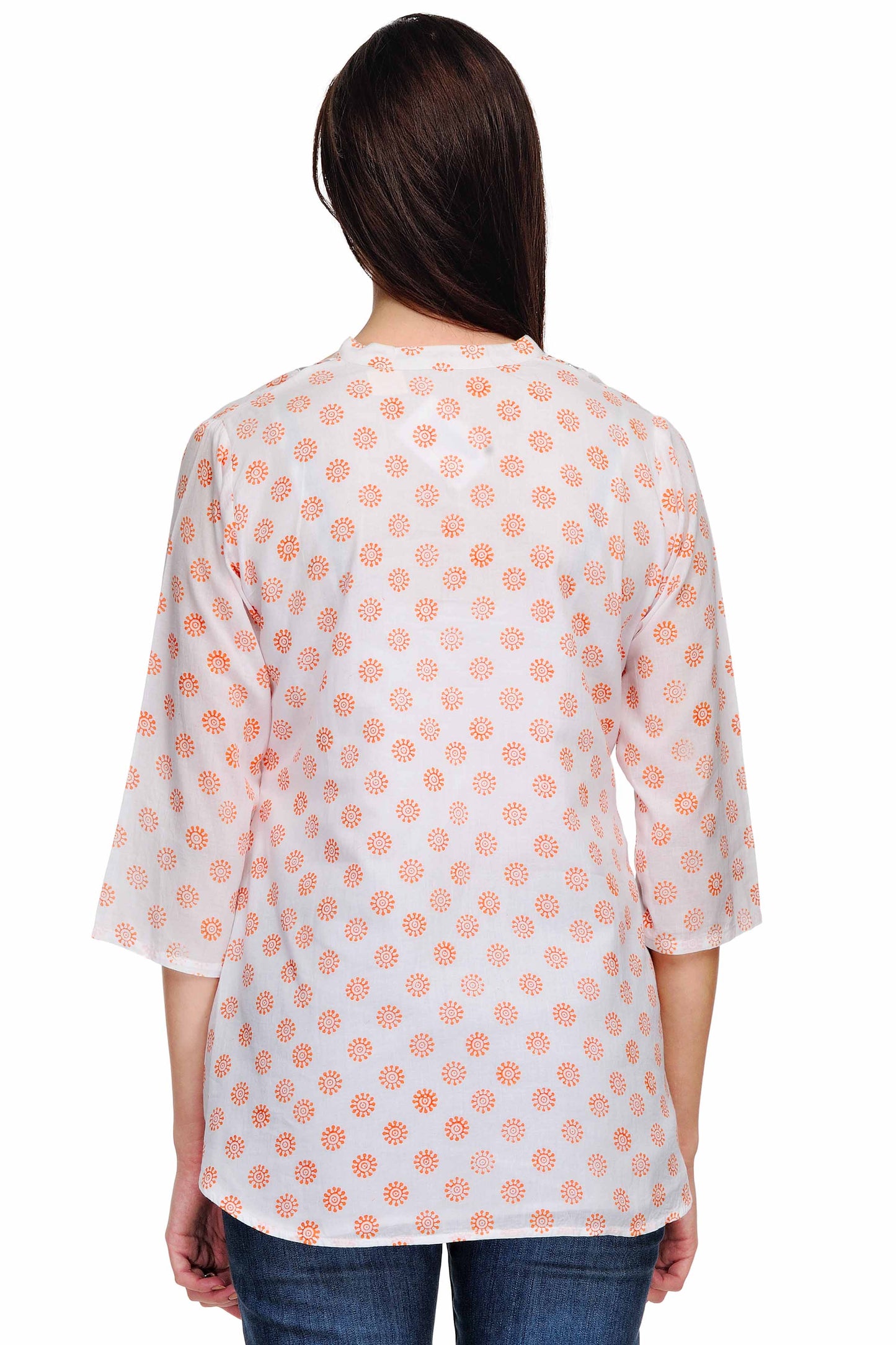 White Block Print Cotton Tunic