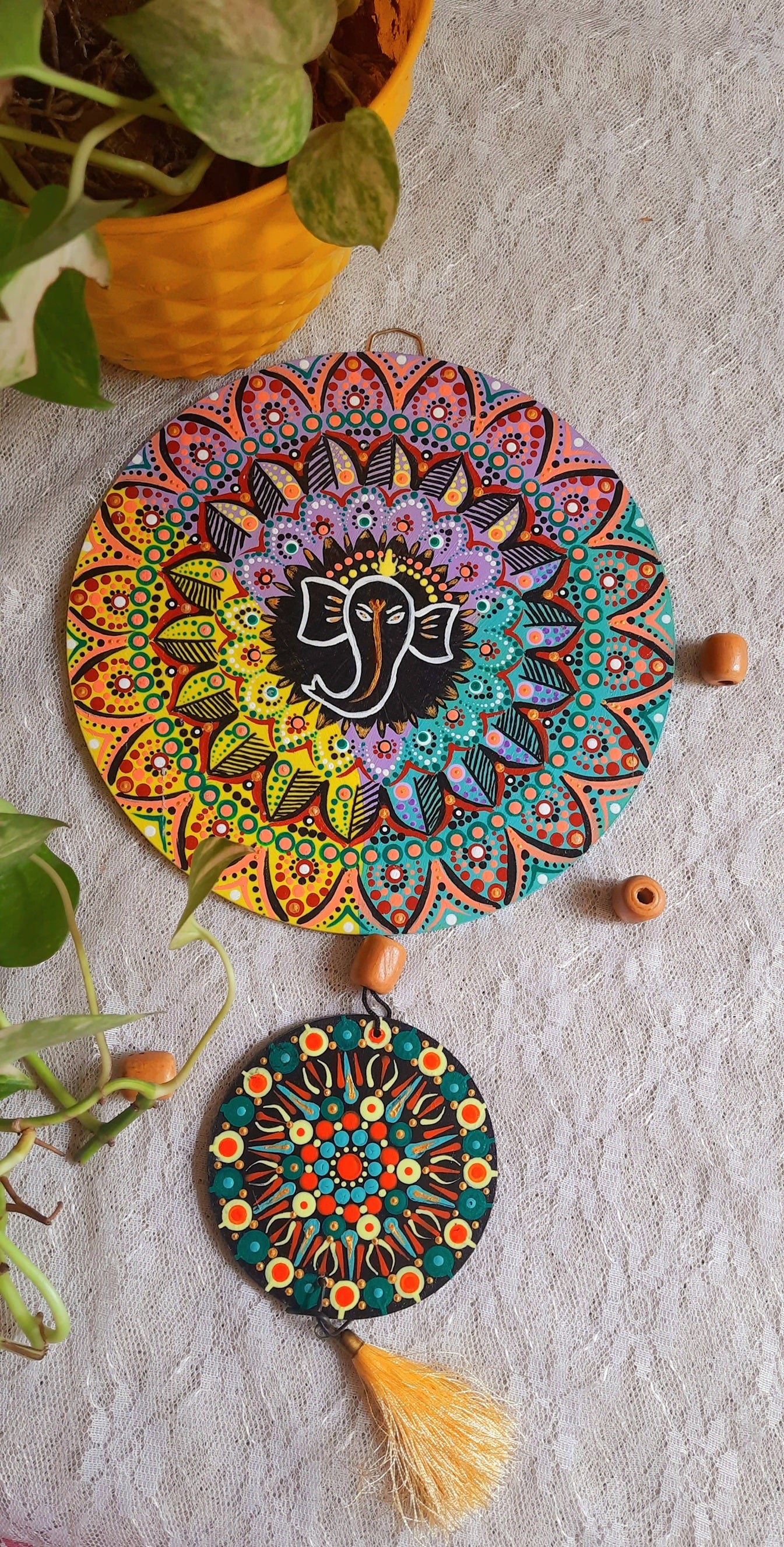 Tricolor Ganpati Mandala Wall Hanging Combo