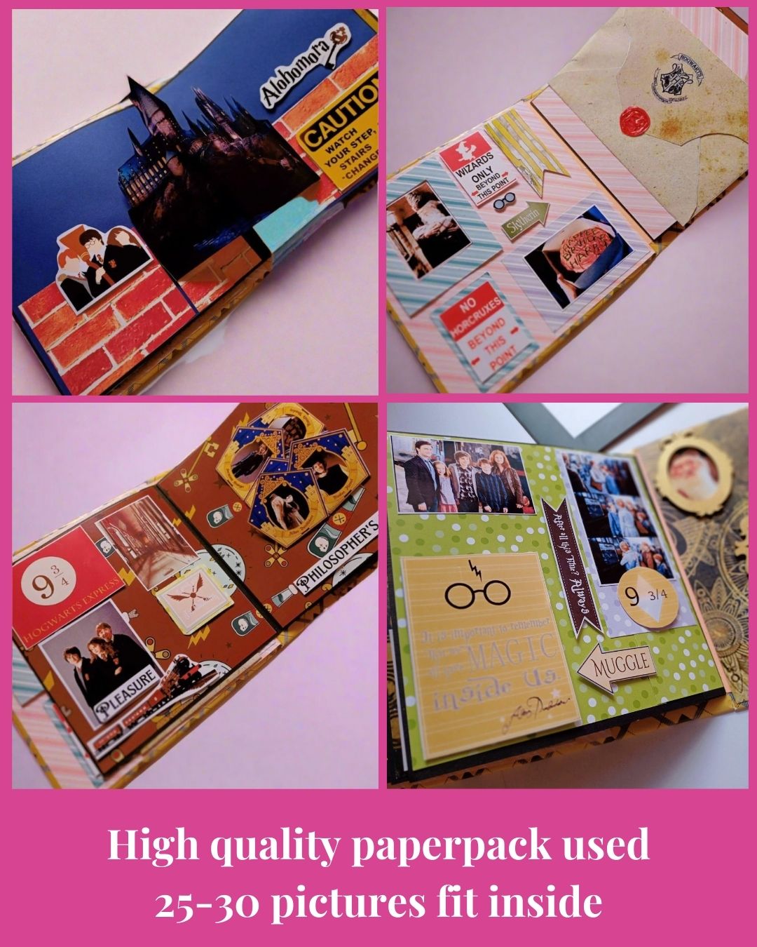 Rainvas Hogwarts Theme Personalised Harry Potter Scrapbook with Photos