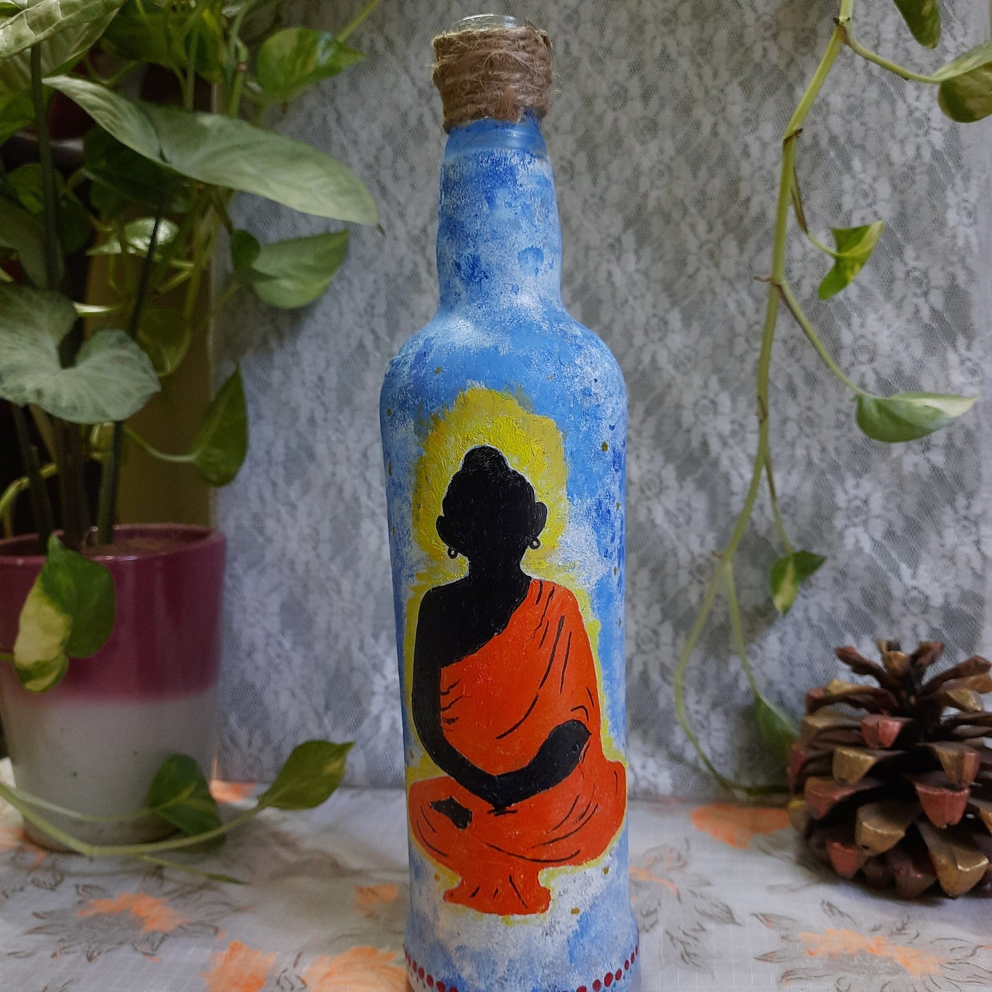 Meditating Buddha Bottle Decor