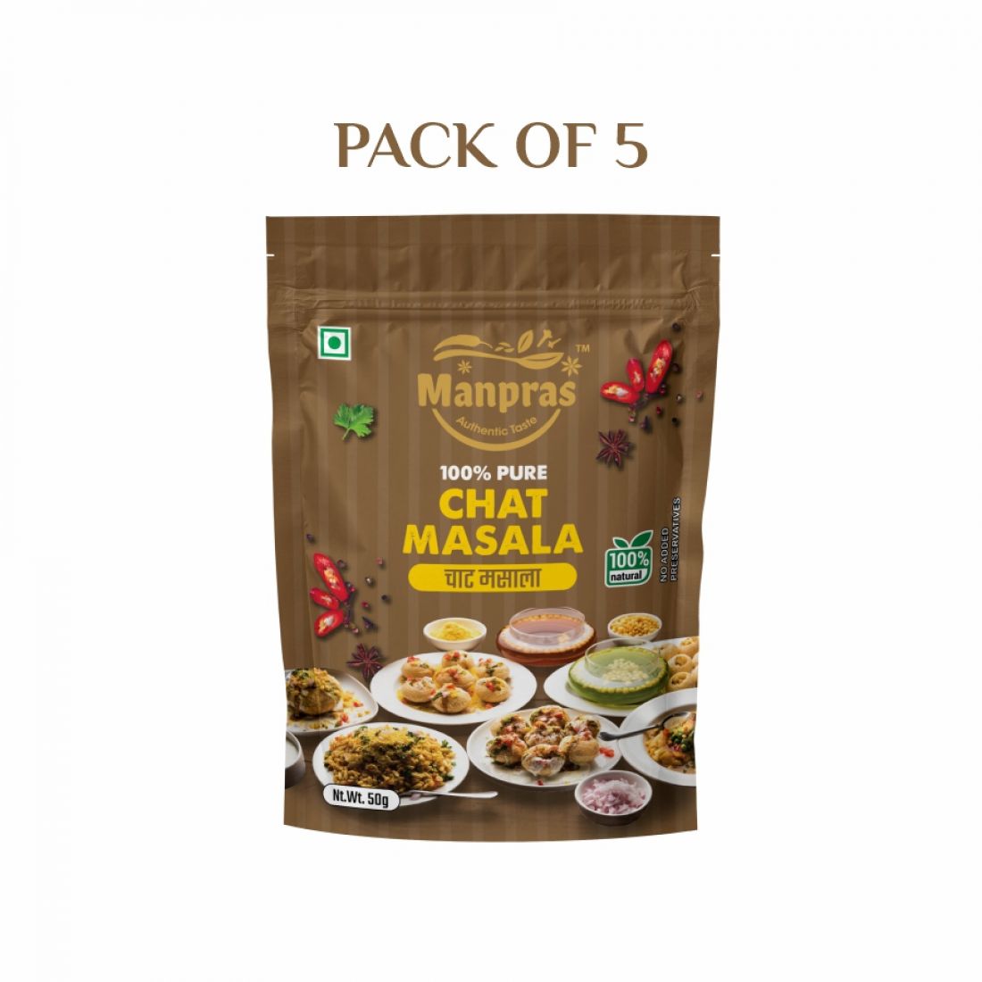 Manpras Chat Masala (50g)- (Pack of 5)