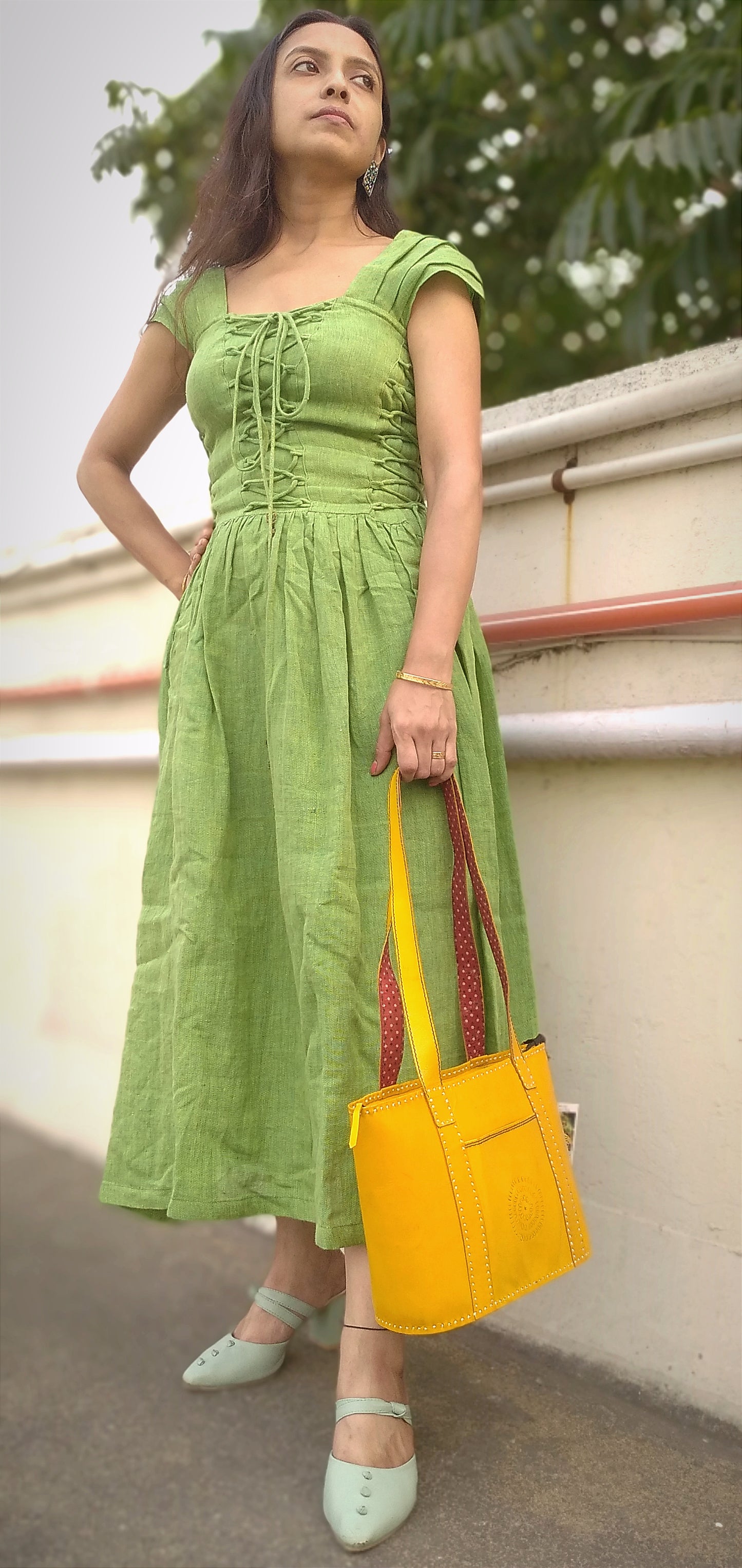 SAPPHIRE - Handcrafted Premium Leather Yellow Designer Hand Bag