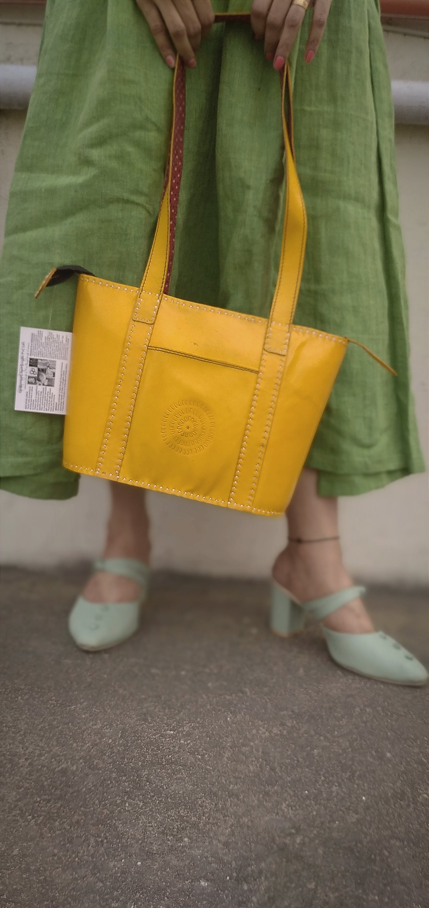 SAPPHIRE - Handcrafted Premium Leather Yellow Designer Hand Bag