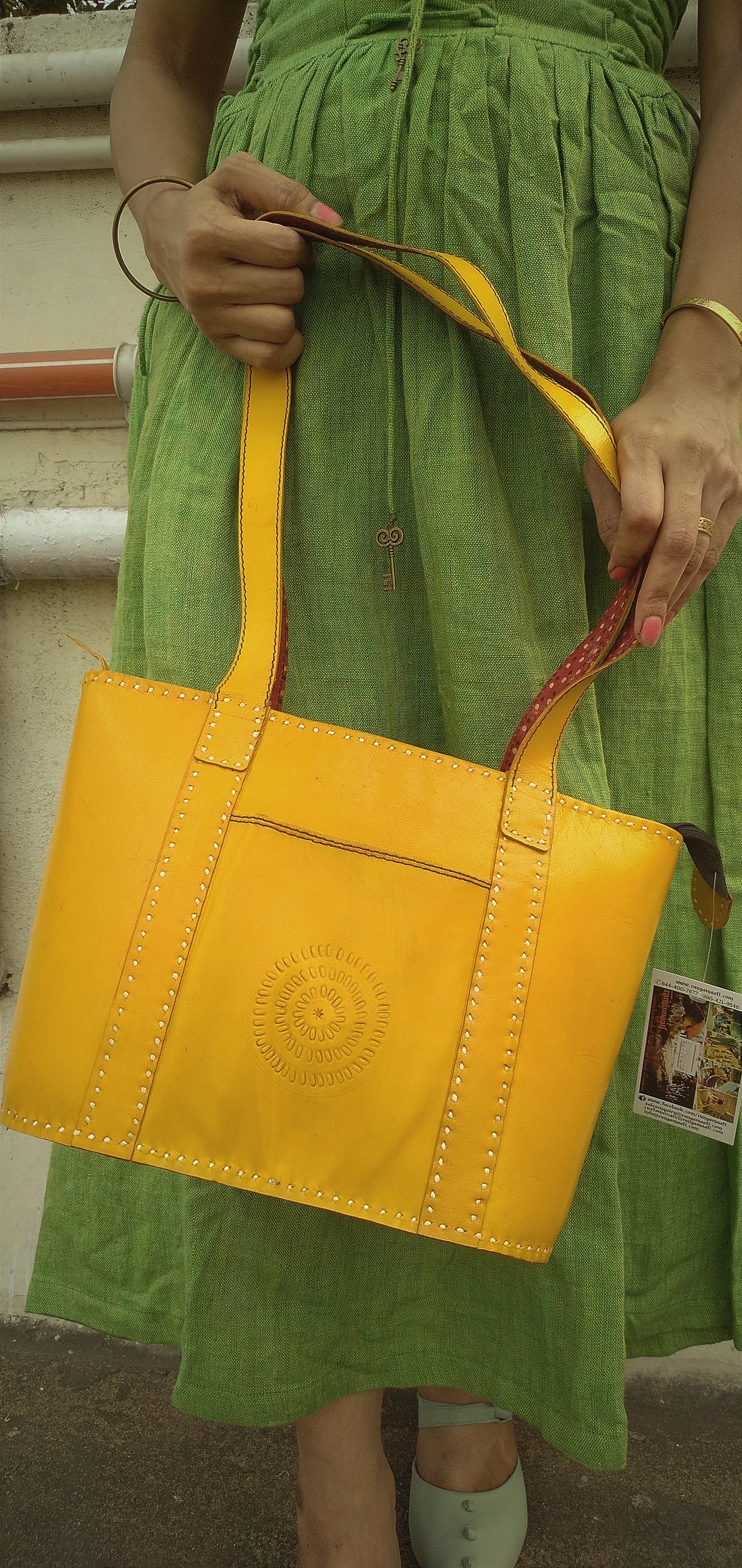 SAPPHIRE - Handcrafted Cruelty Free Premium Leather Yellow Designer Hand Bag