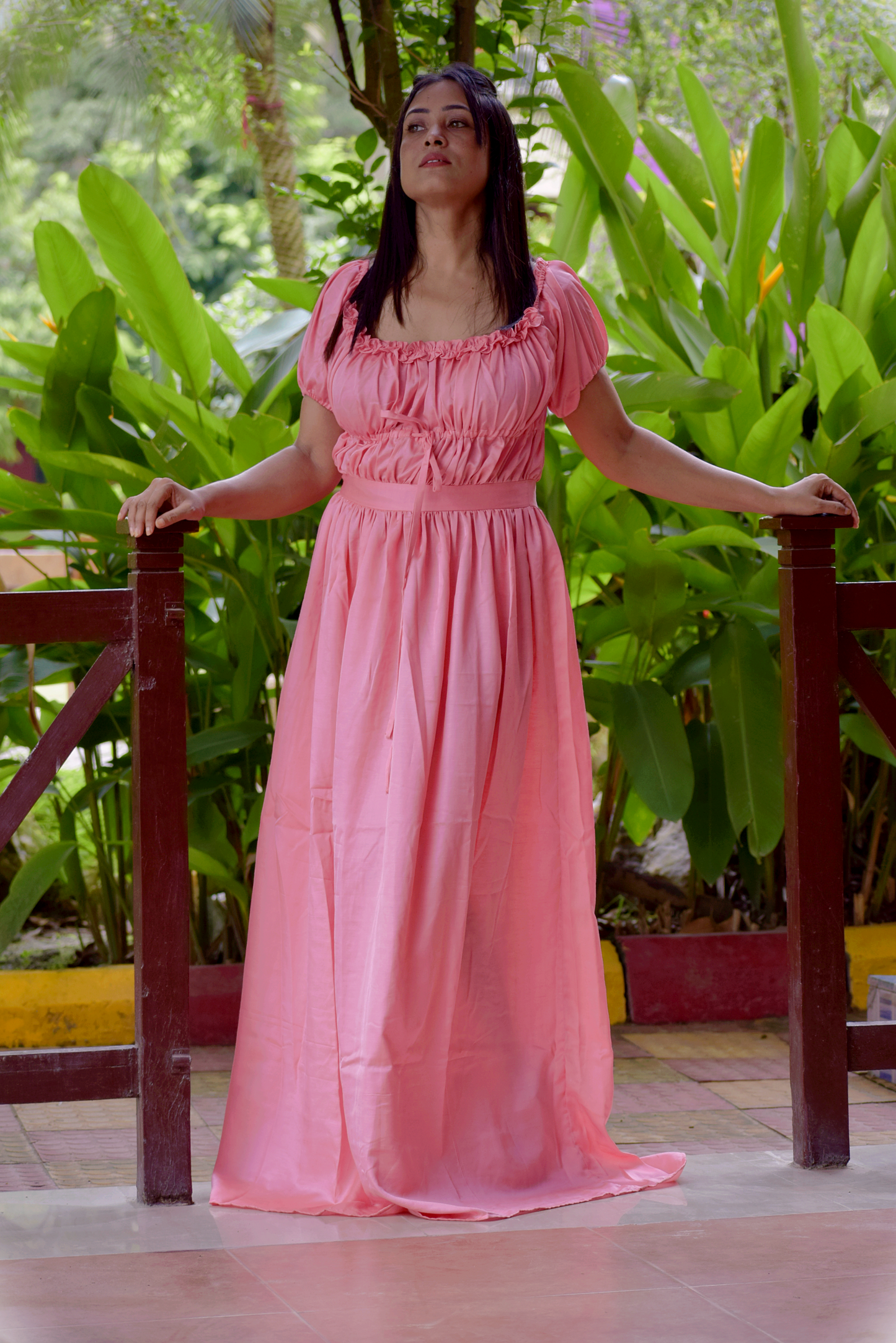 TIME’S EPILOGUE II ~ Theme based Layered Corset Shape Handwoven Satin Silk Maxi Dress PartyWear/Theme Party Sale!