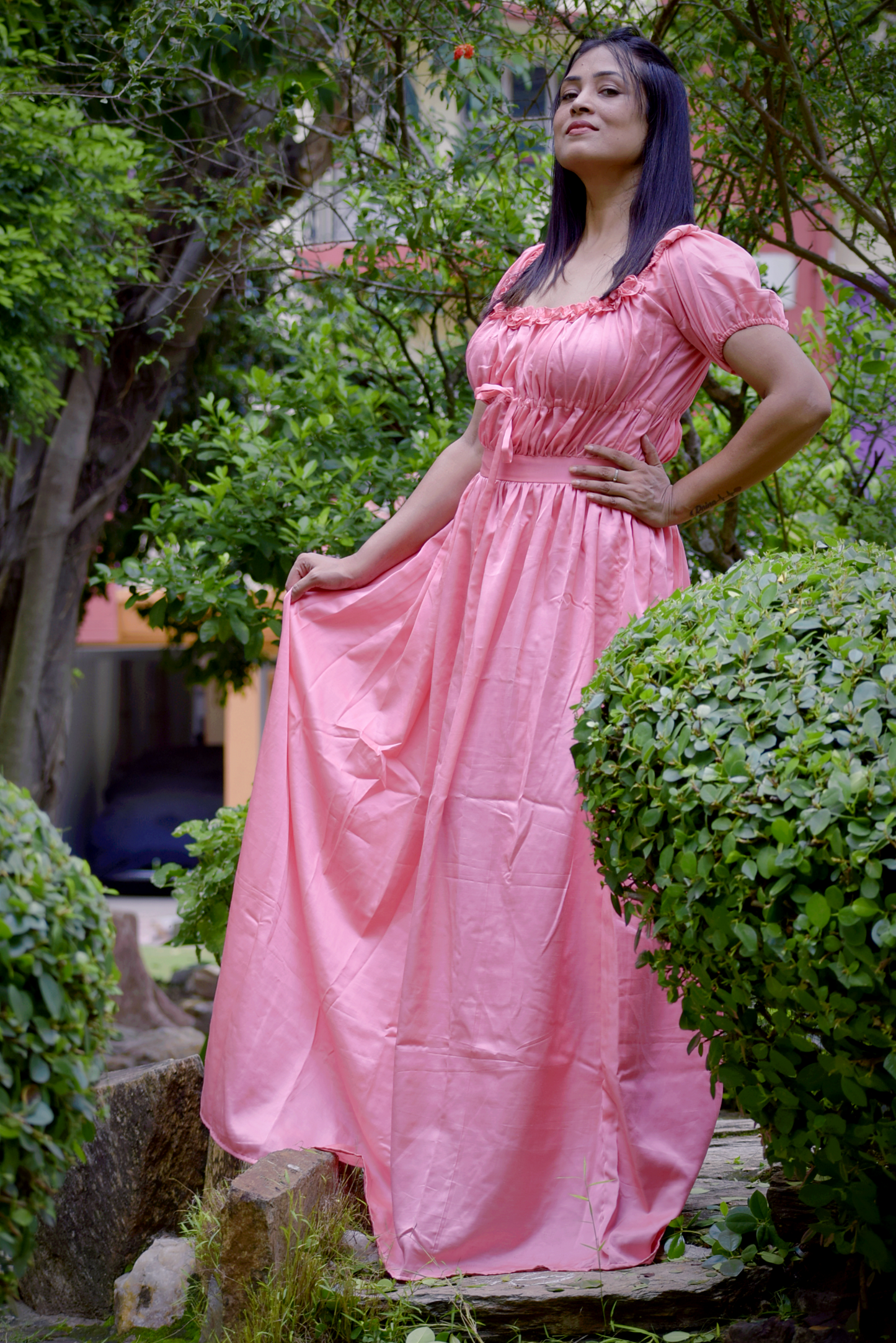 TIME’S EPILOGUE II ~ Theme based Layered Corset Shape Handwoven Satin Silk Maxi Dress PartyWear/Theme Party Sale!