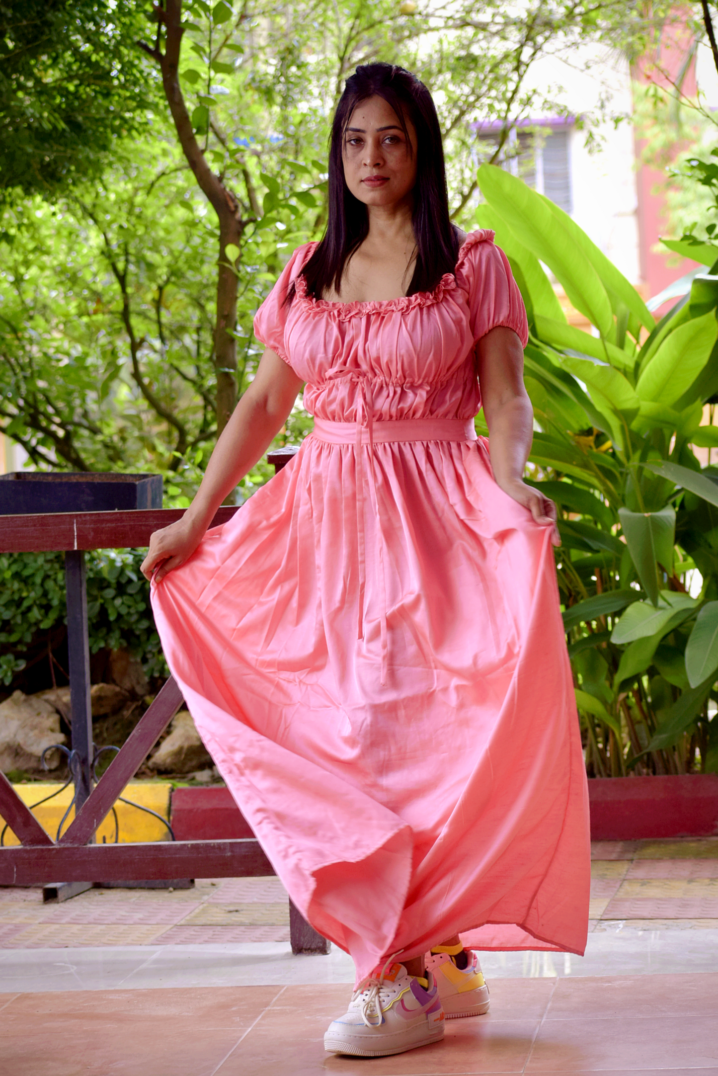TIME’S EPILOGUE II ~ Theme based Layered Corset Shape Handwoven Satin Silk Maxi Dress PartyWear/Theme Party Sale!