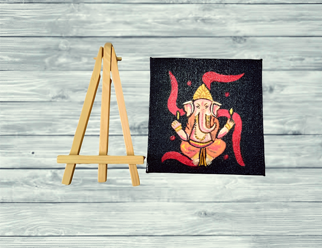 Handmade painting on canvas with easel stand