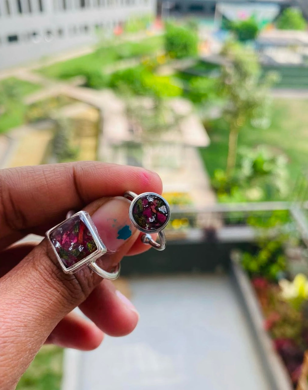 Rose Preserved in Silver Color Ring