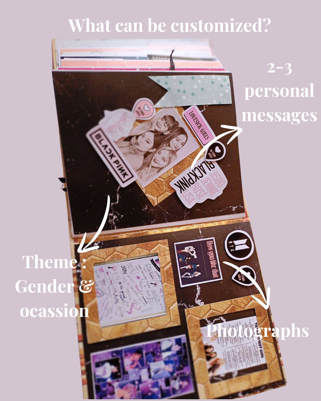 Personalized K-pop BTS Blackpink Scrapbook with Photo | Ideal Gift for Girls