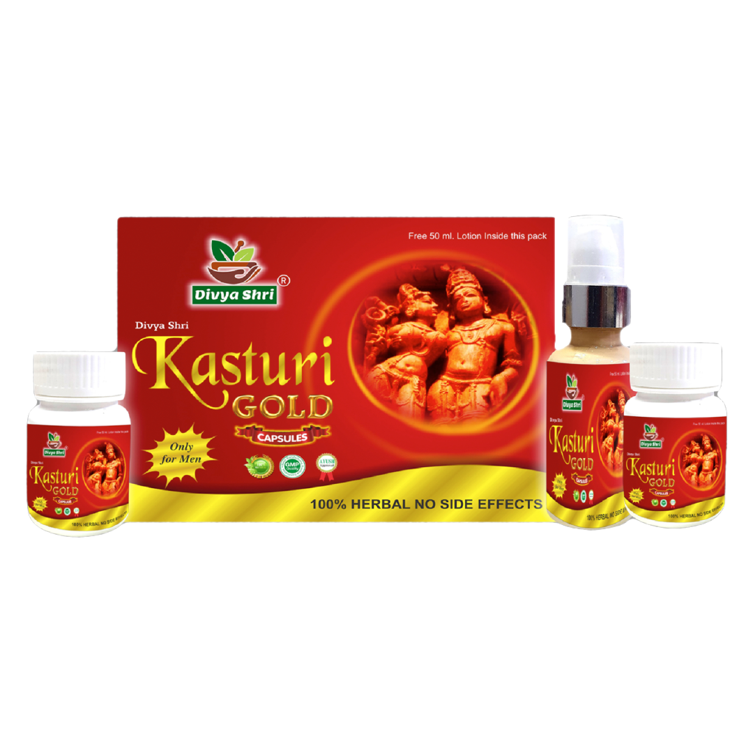 Divya Shri Health & Personal Care Immunity Ayurveda Kasturi Gold Capsule & Lotion Pack (90 Capsule & 1 Lotion)